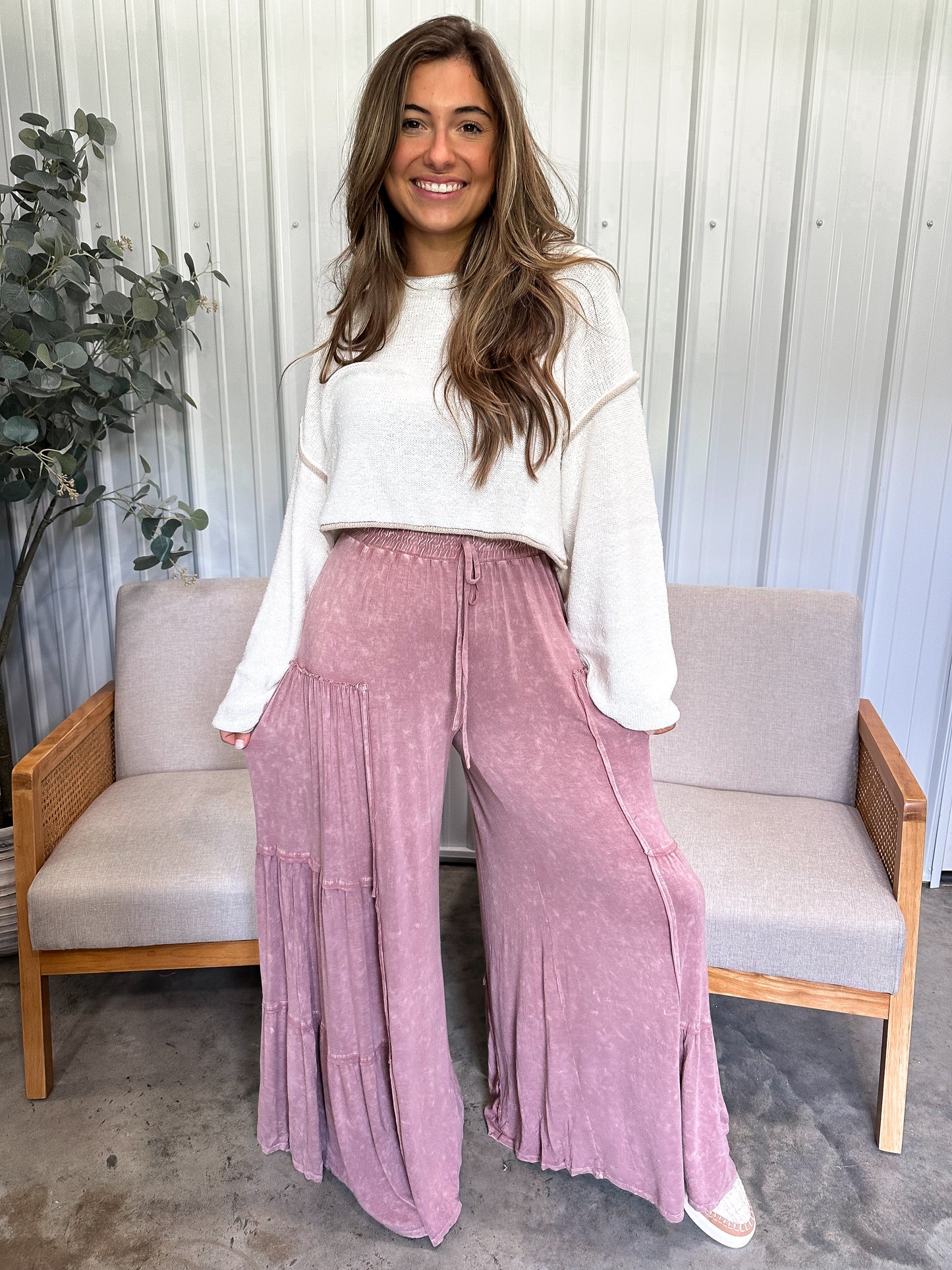 Taren Tiered Pant - Mauve