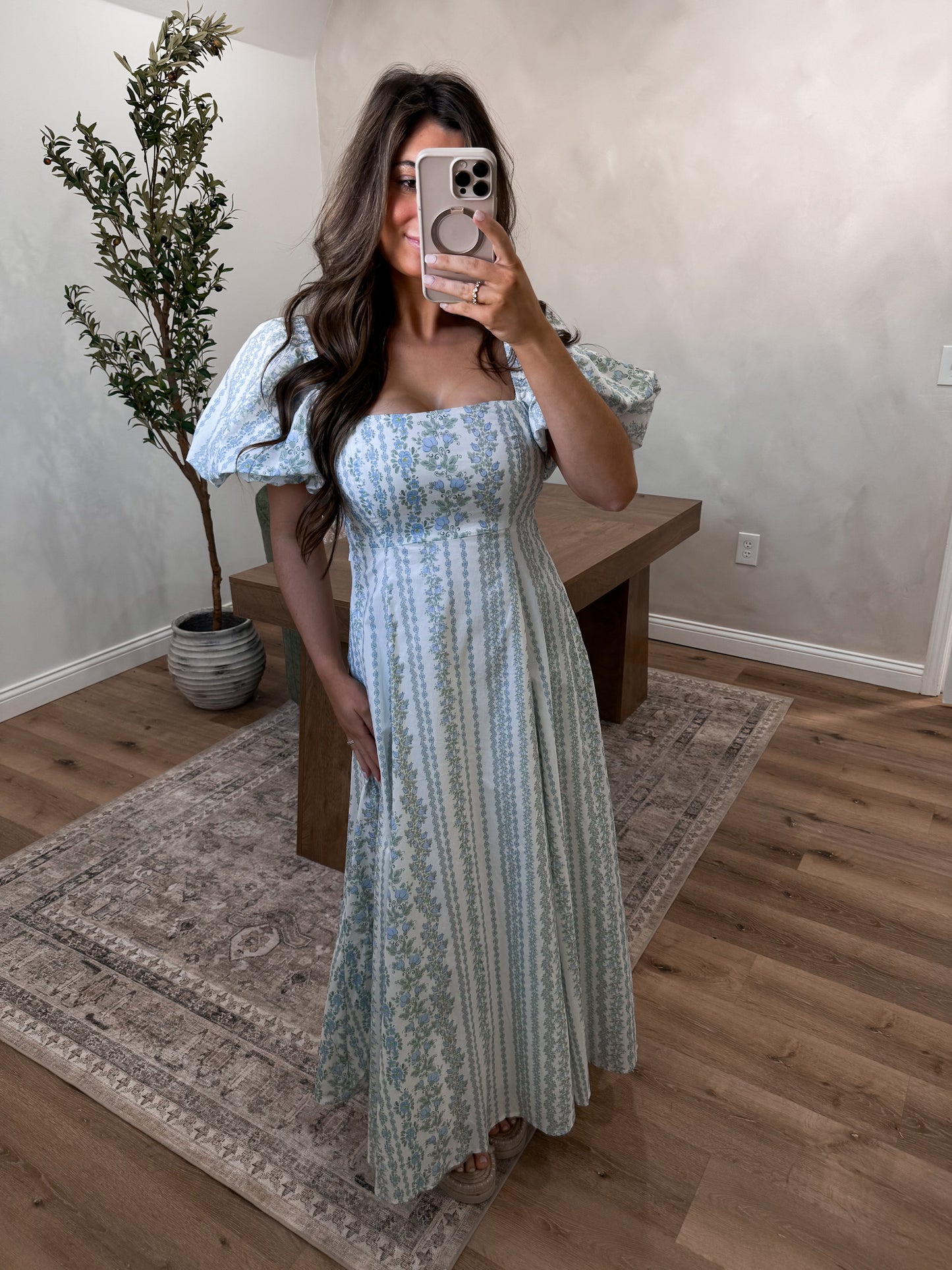 Floral Flirt Midi Dress - blue