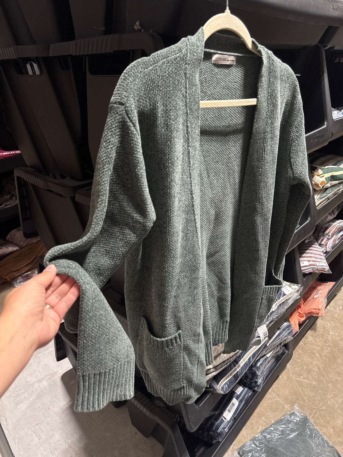 Melange Open Front Sweater Cardigan- Ash jade