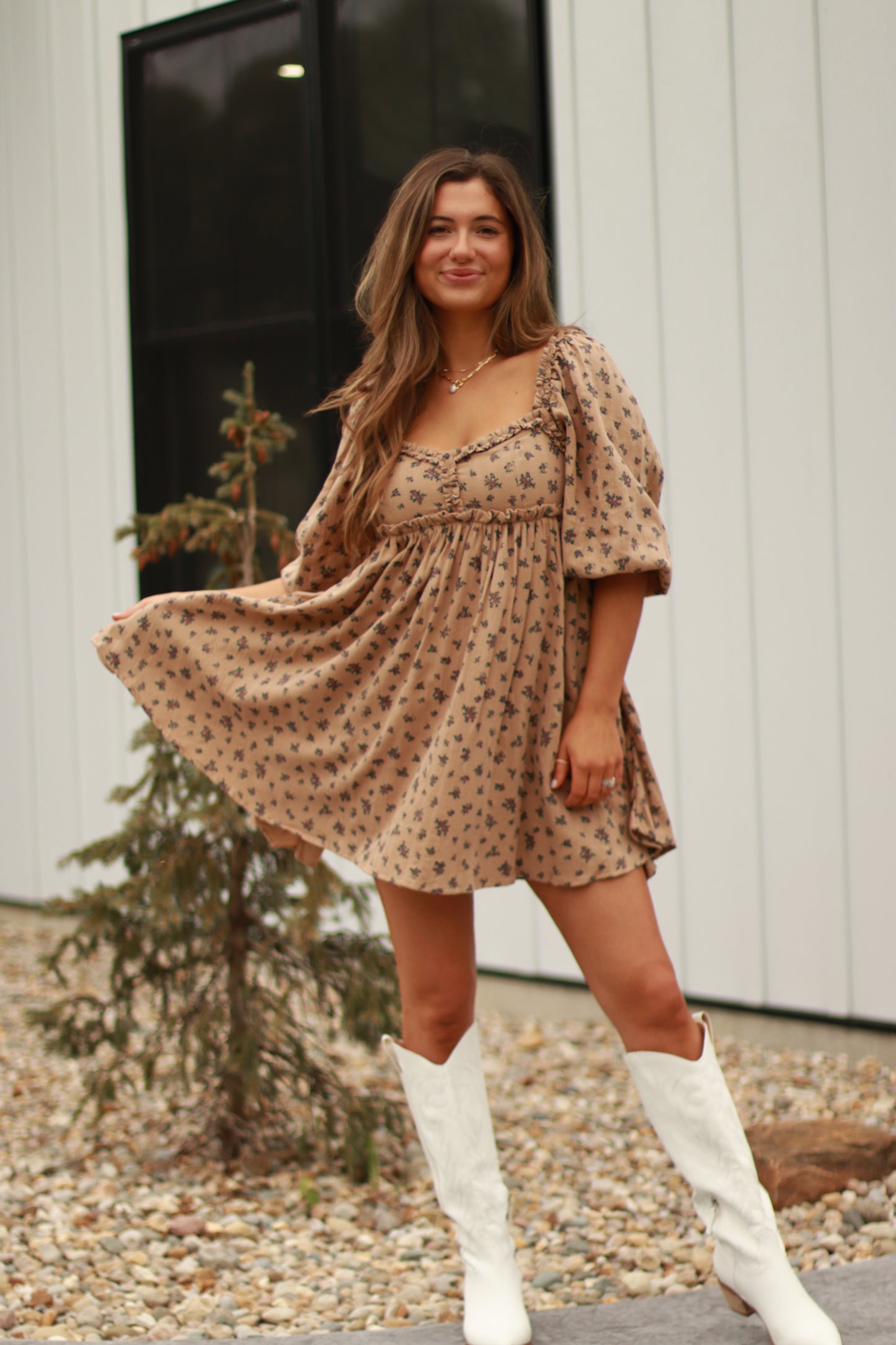 Feeling Fall Mini Dress - Mocha
