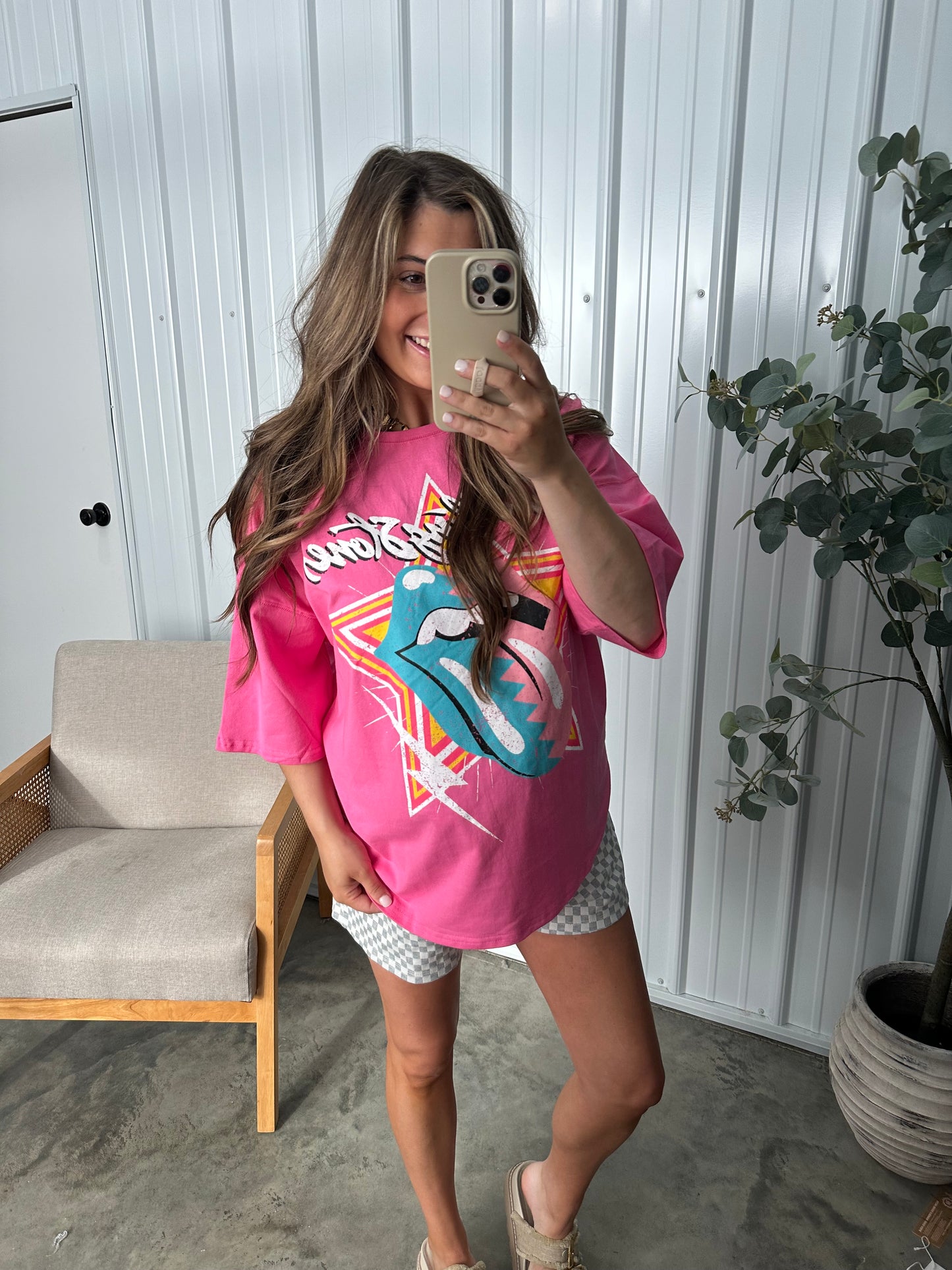 Hot Pink Rolling Stones Licensed Tee