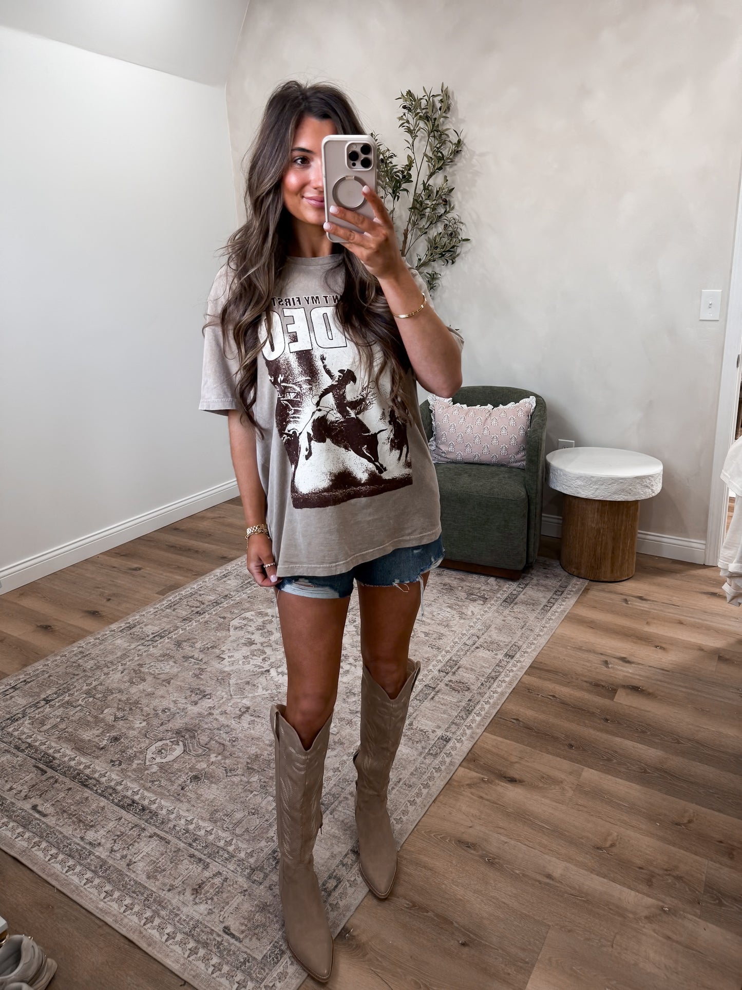 Rodeo Western Cowboy Graphic Tee - mocha