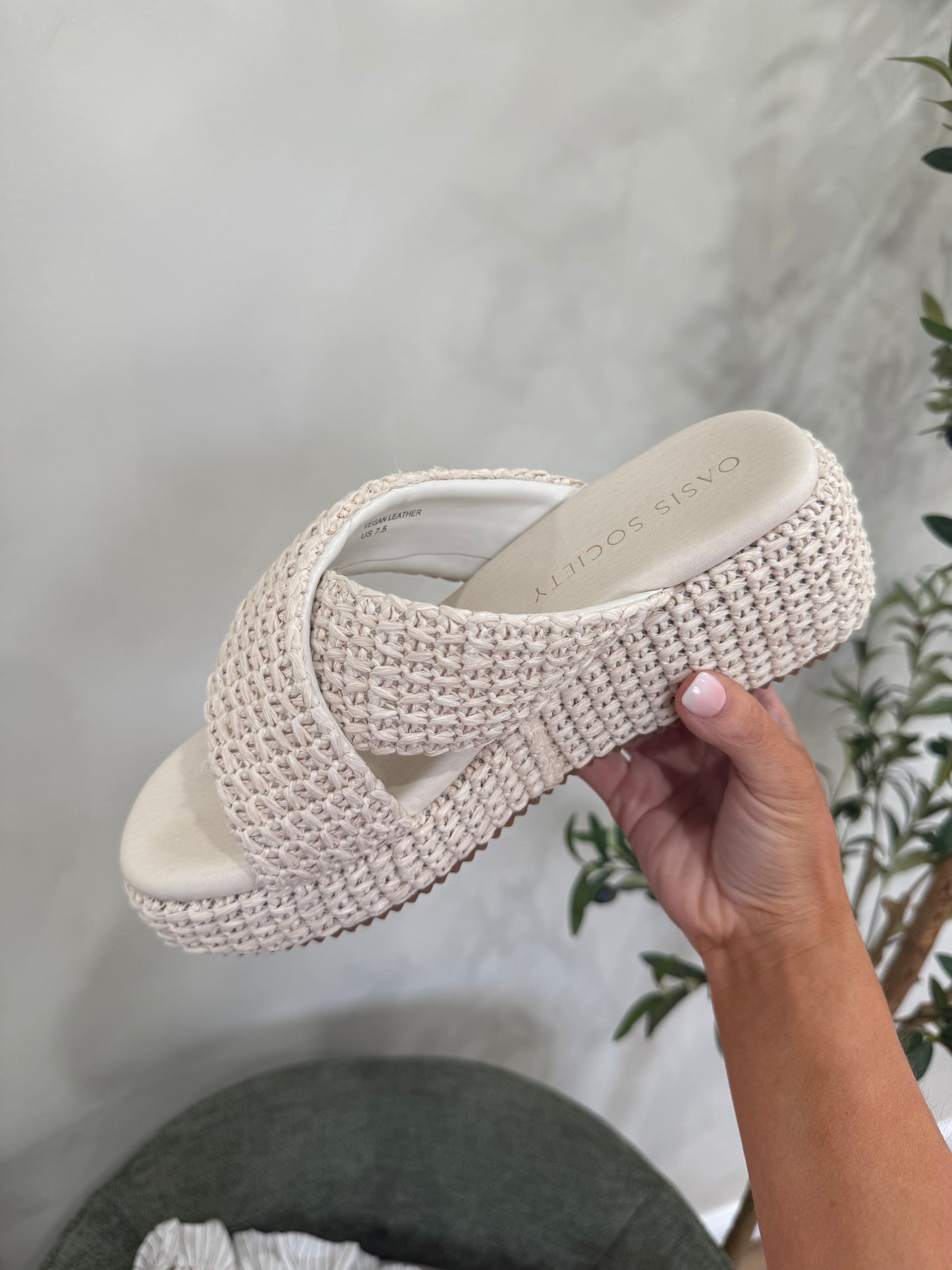 Fresno Raffia Platform Sandals - ivory
