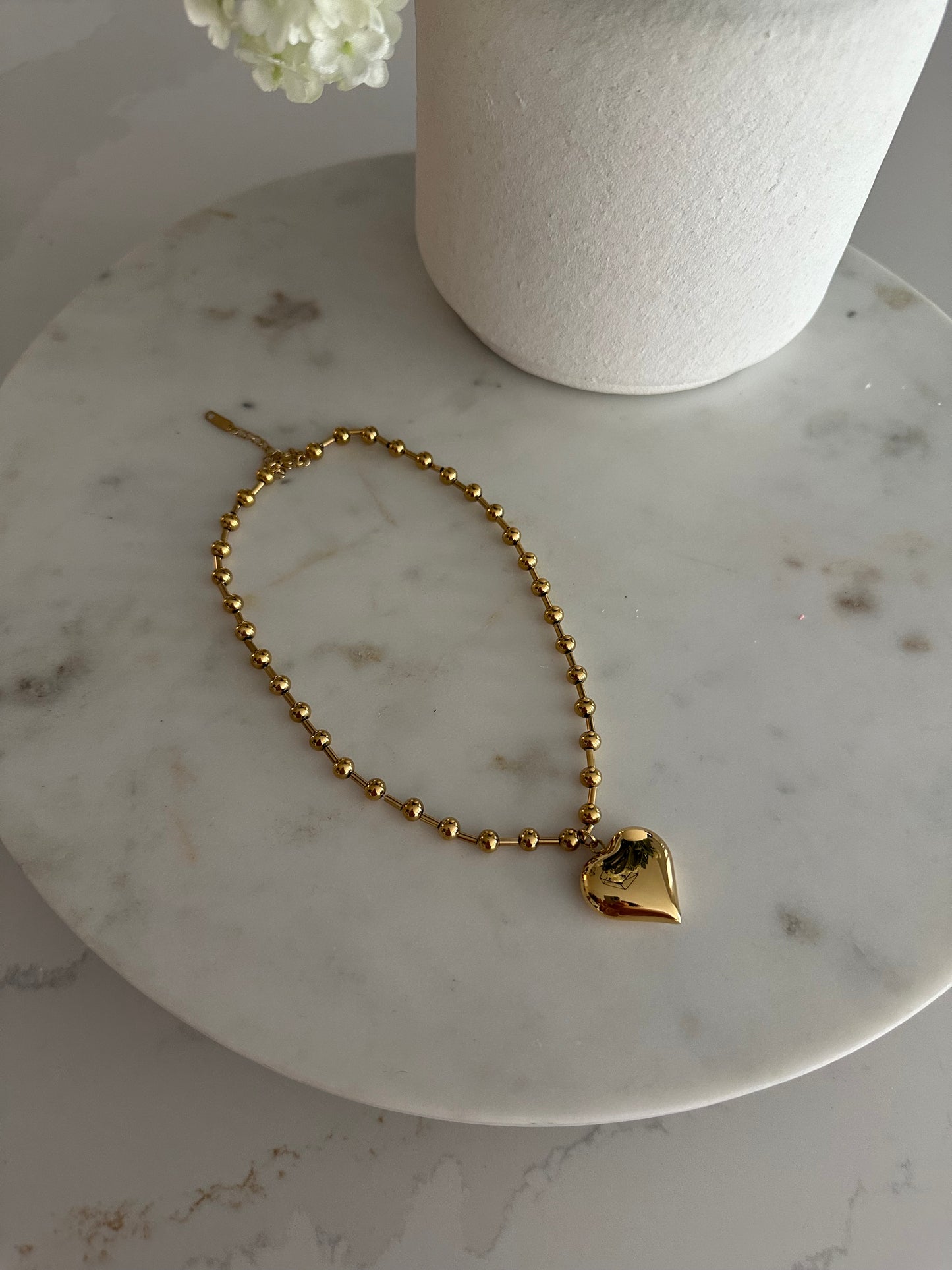 18K Gold Heart bubble Chain Necklace