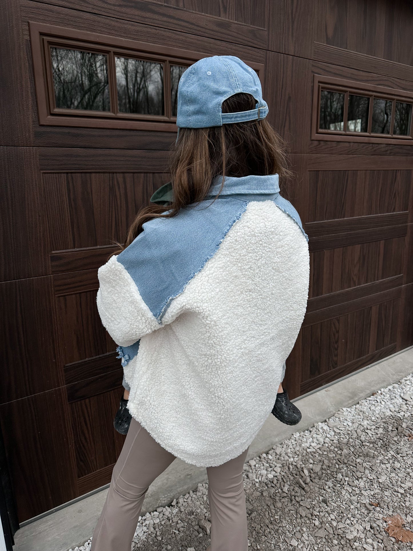Teddy Denim Mixed Media Pullover restock!