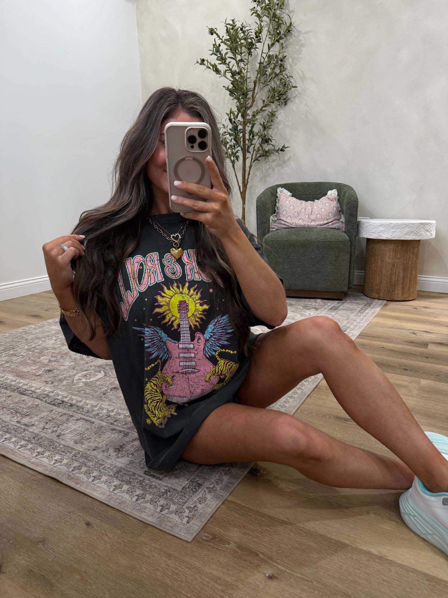 Guitar Rock N Roll Graphic Tee - black