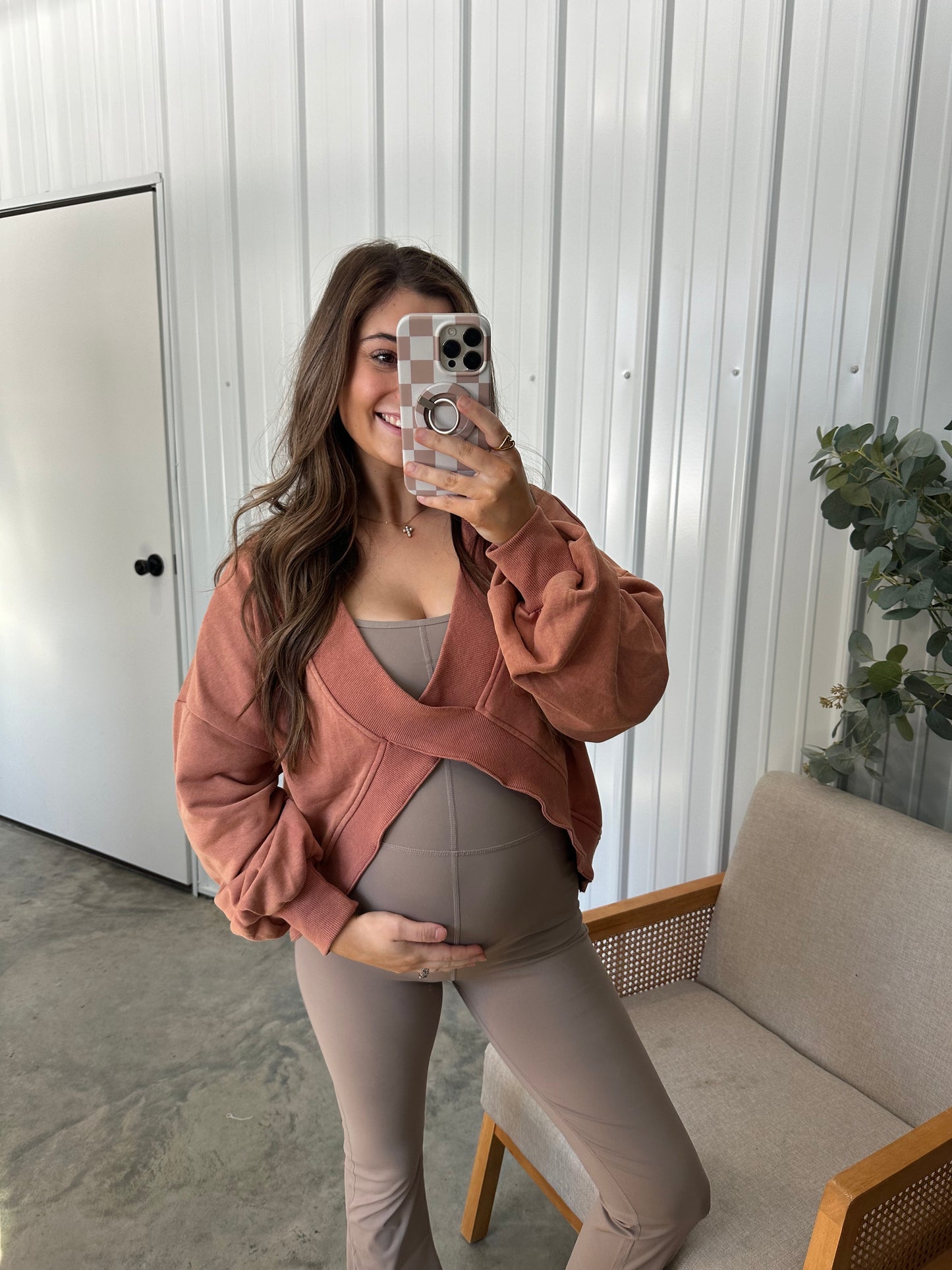 Chandler Cross Pullover -Terracotta