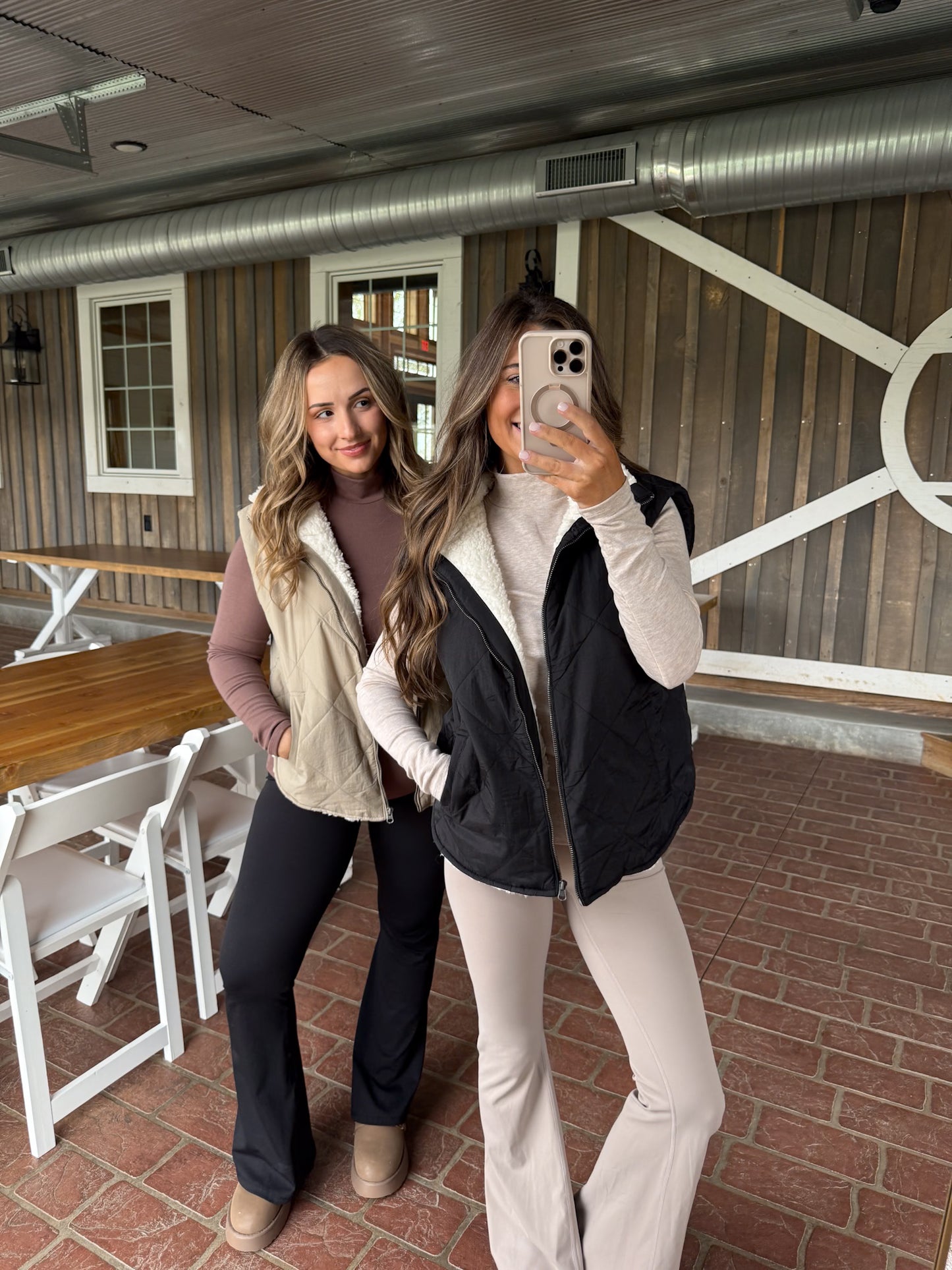 Sherpa lined Puffer vest- beige