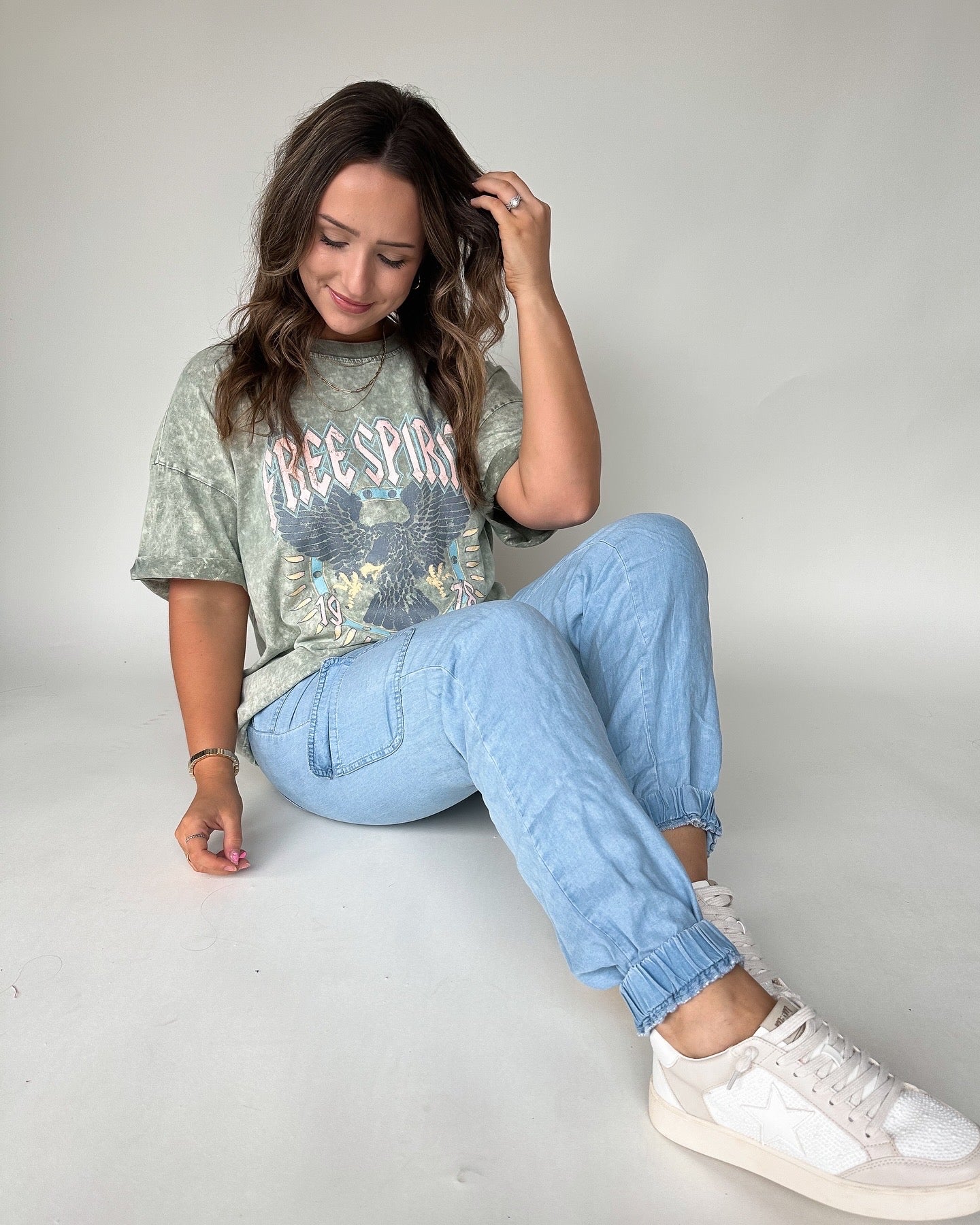 Olive Washed Free Spirit Tee