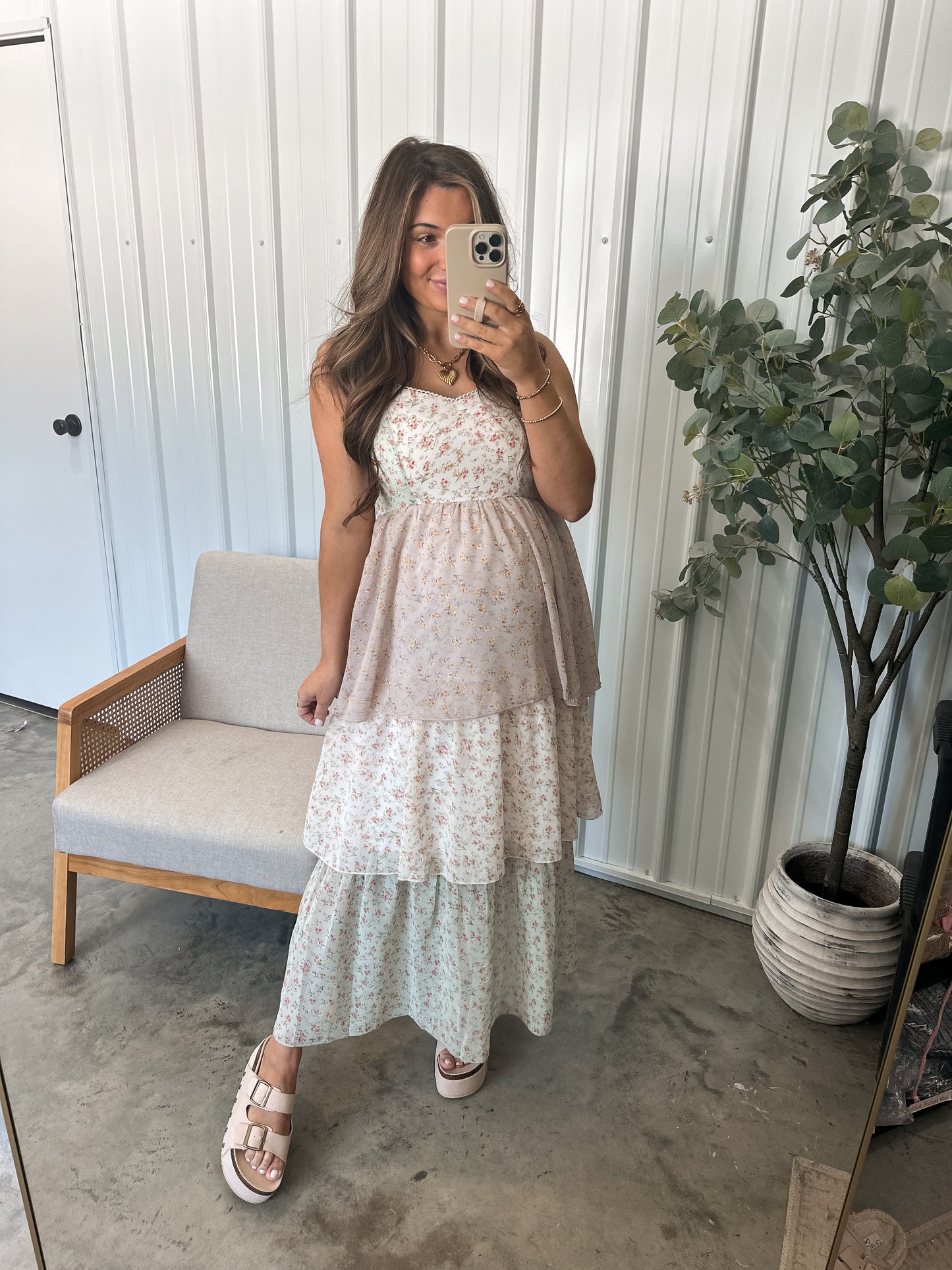 Pastel Florals Tiered Maxi Dress