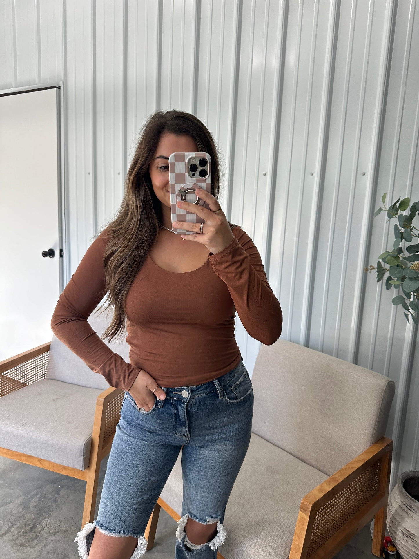 Staple Double Layered Rayon Long Sleeve - caramel