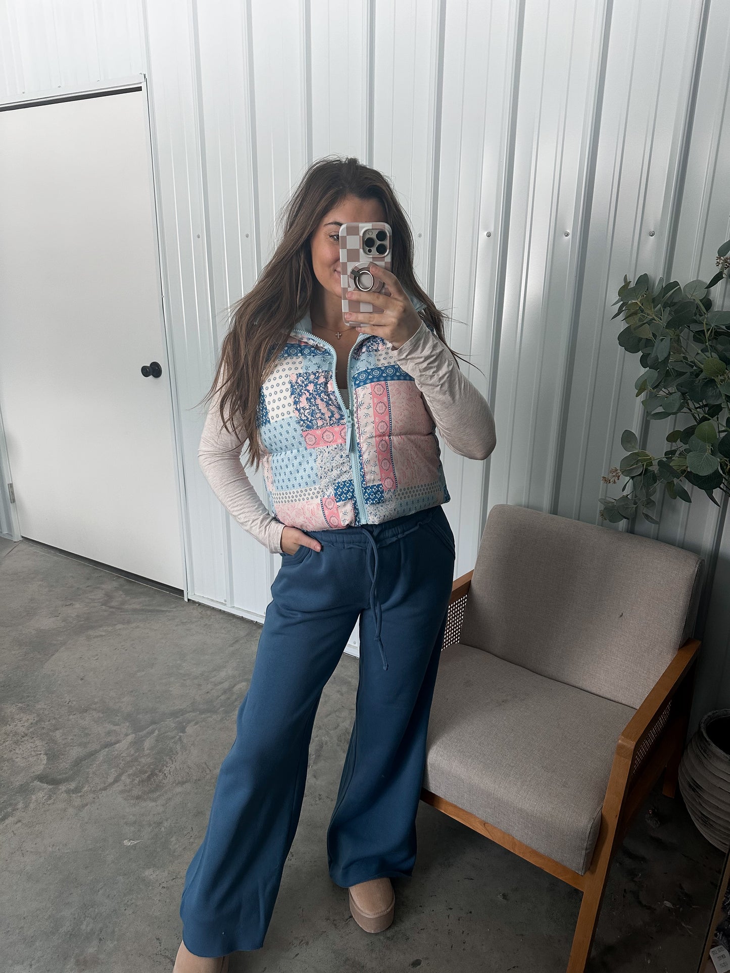 Elsa Exposed Seam Wide Leg Pants - Dusty Blue