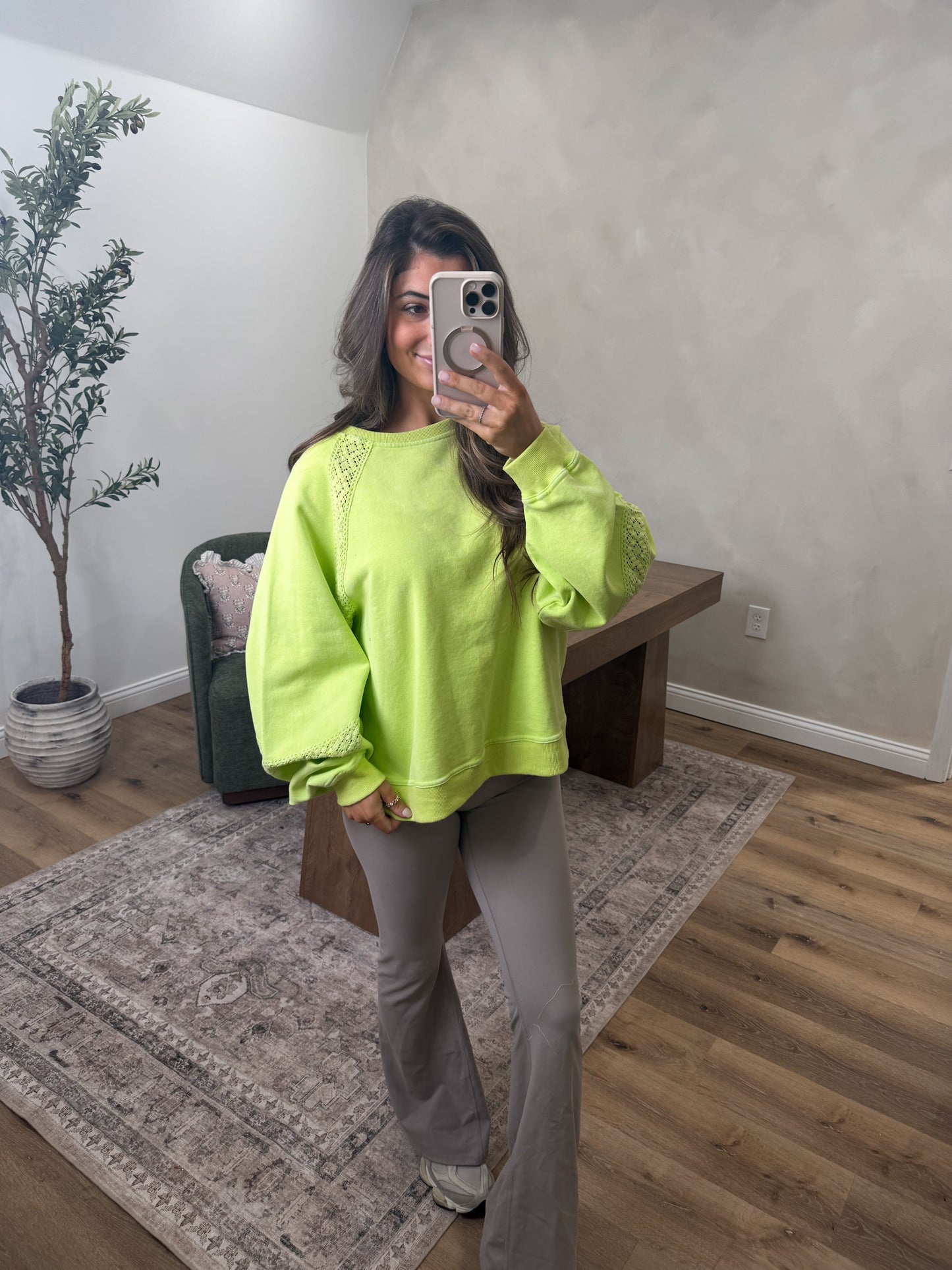 Chloe Crochet Detailed Pullover - Neon