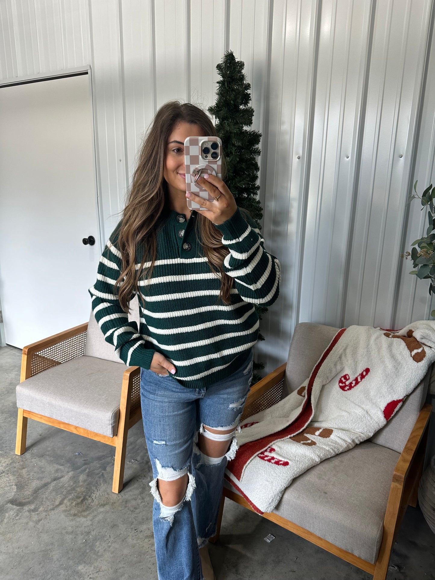 Pine tree Striped Sweater