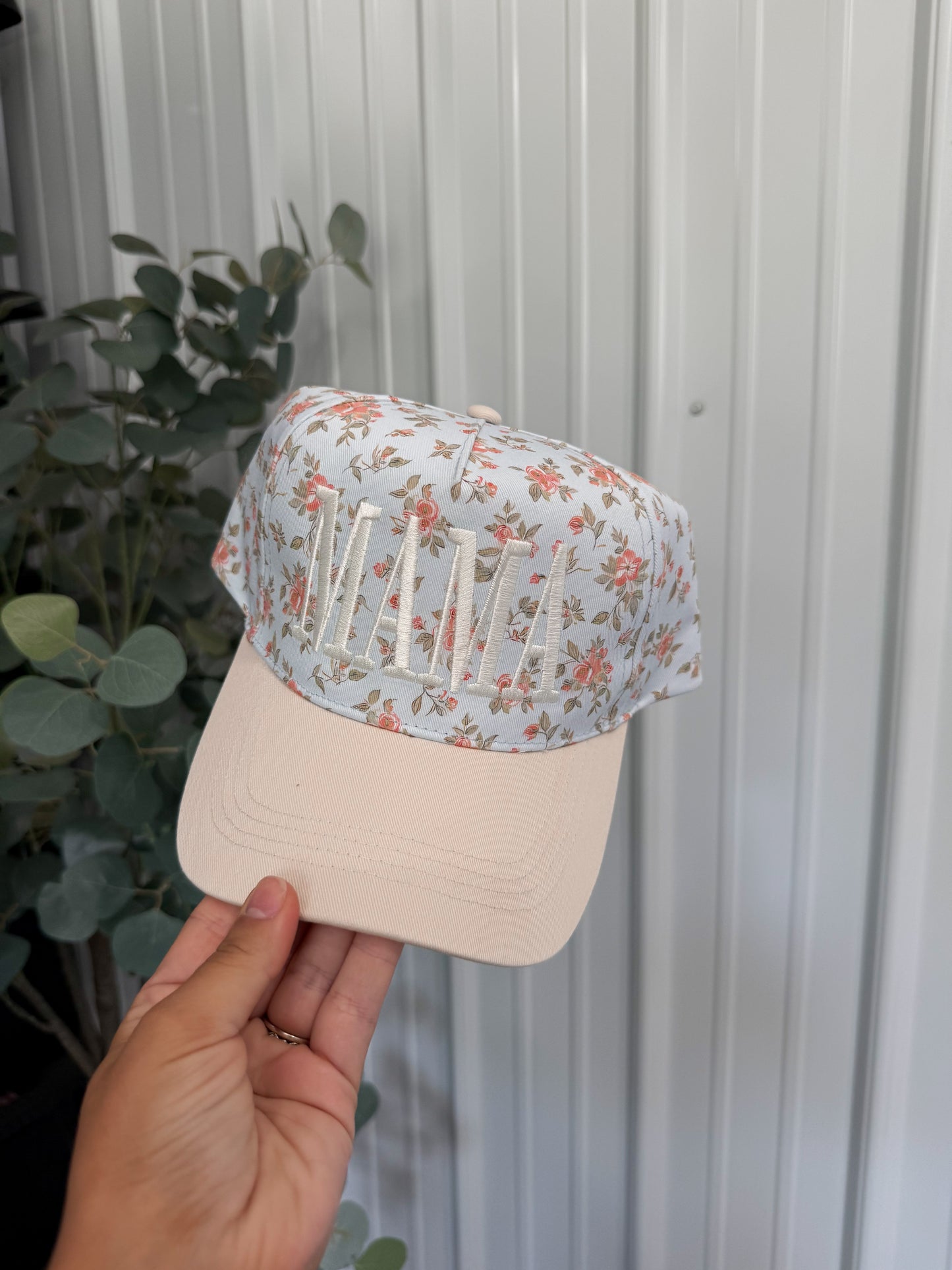 MAMA Floral Snapback- Blue/beige