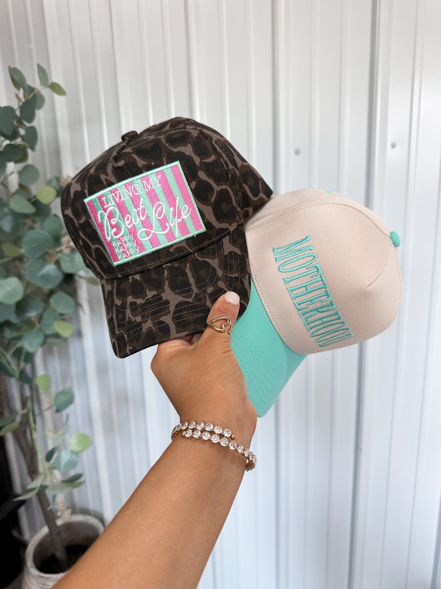 Motherhood Embroidered Trucker Hat- mint