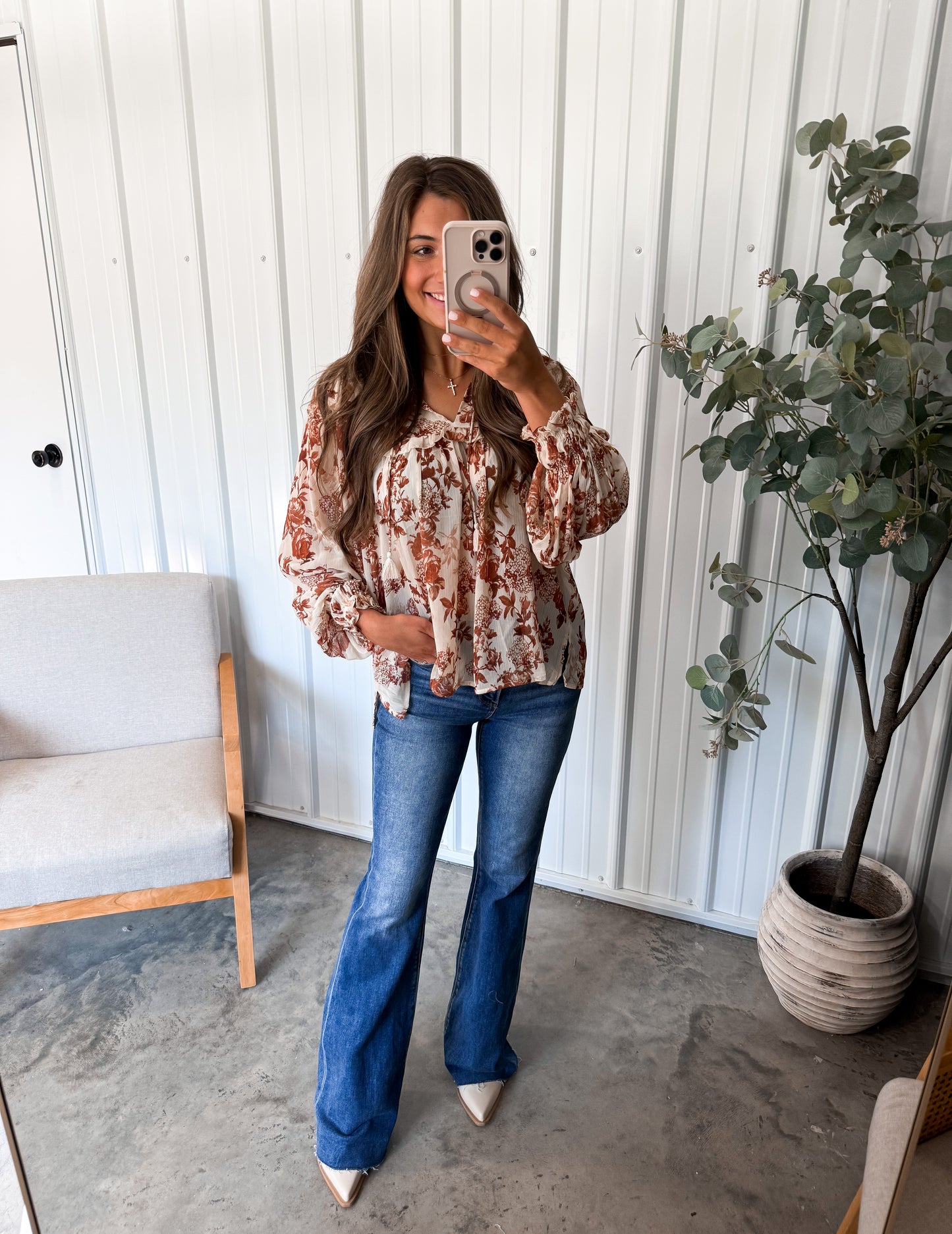 Cora Ruffle Blouse- Natural