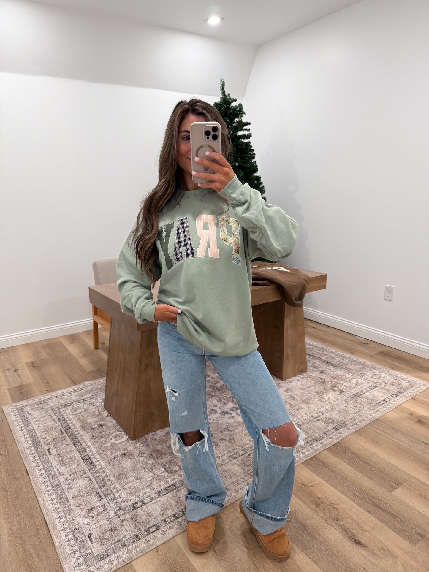 "Pray" Applique Embroidery Crew - 2 colors!