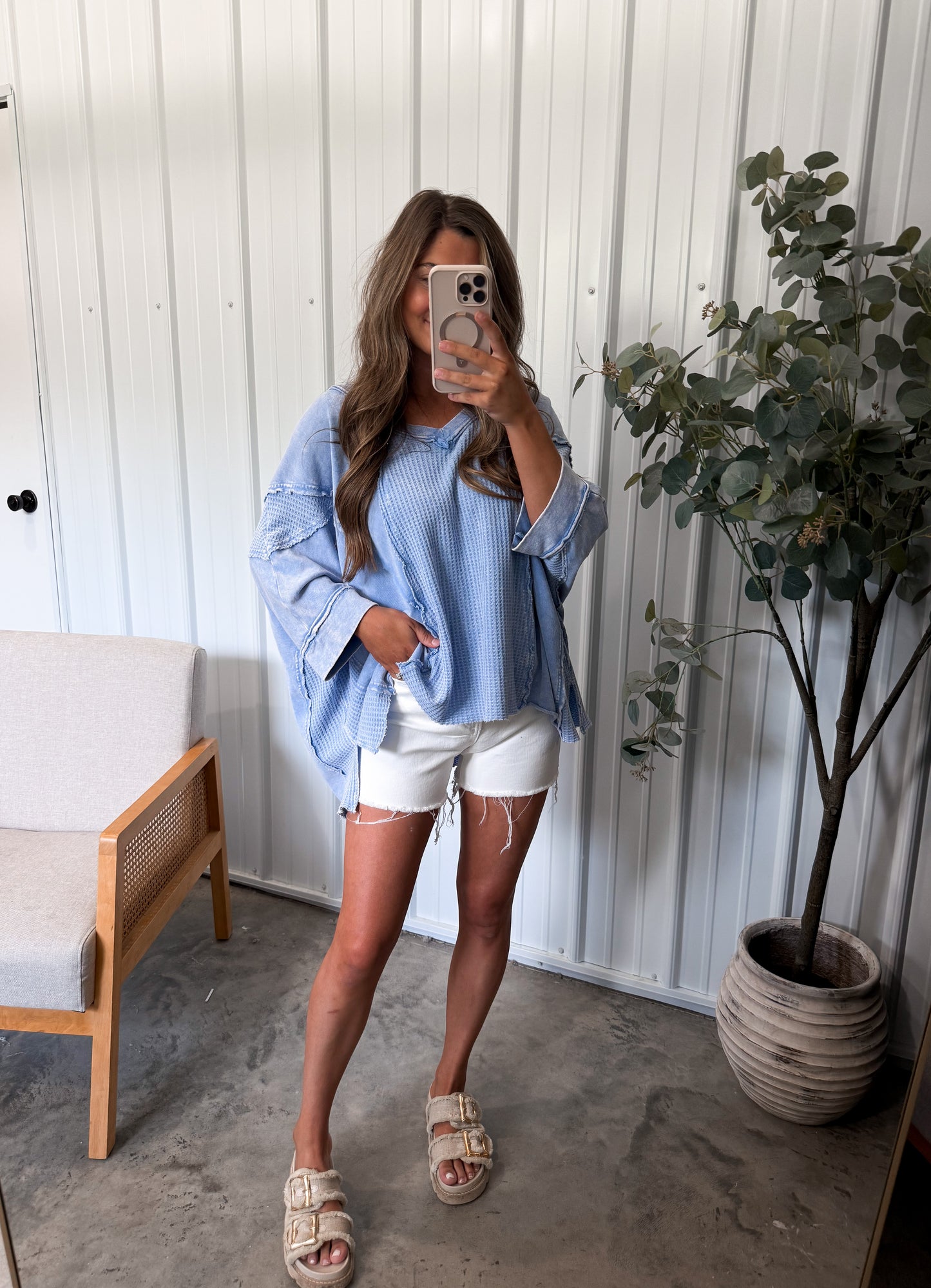 Kenedy Relaxed Fit Top- Peri Blue