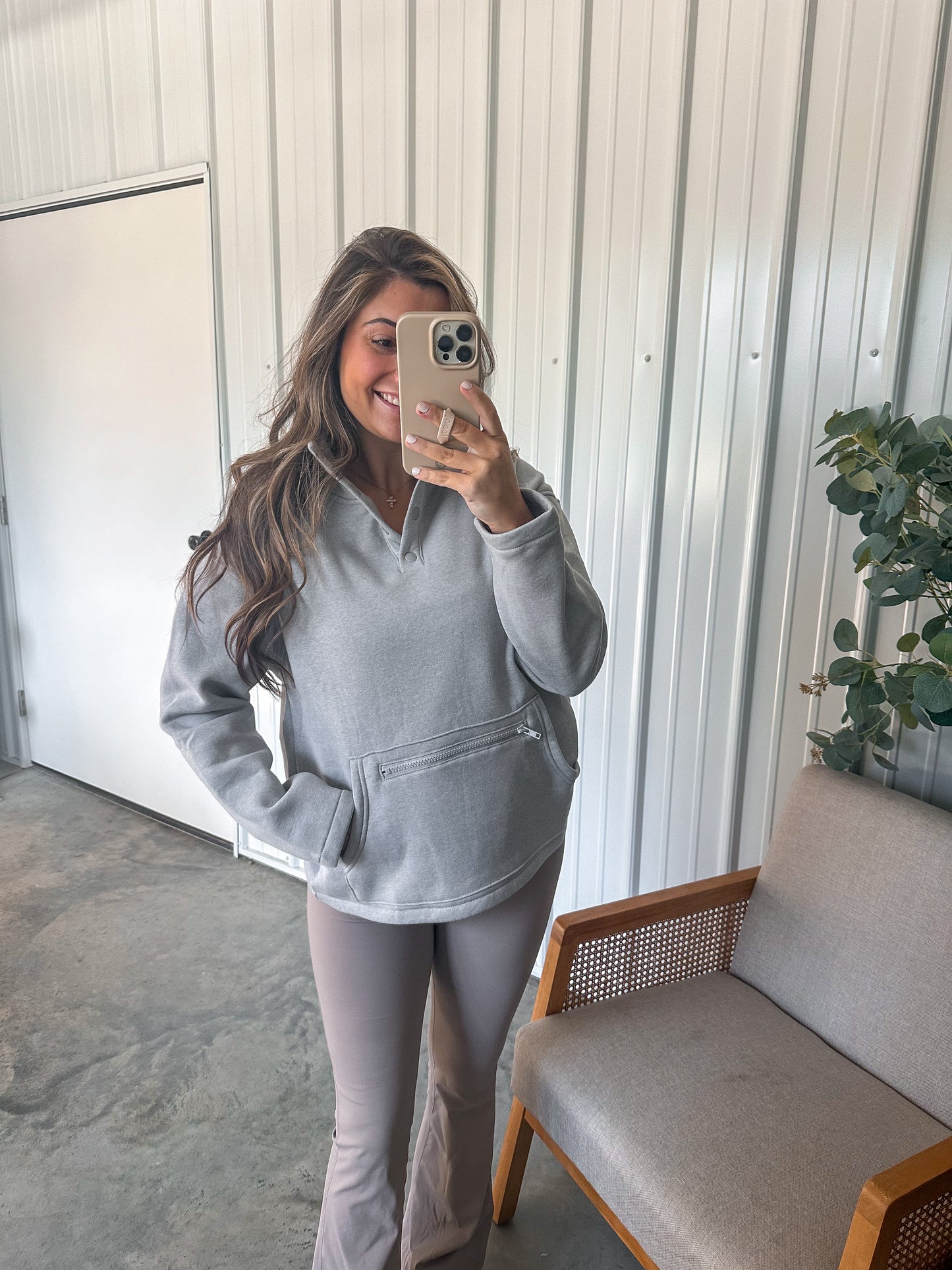 Emma Half Snap Pullover - Heather Grey