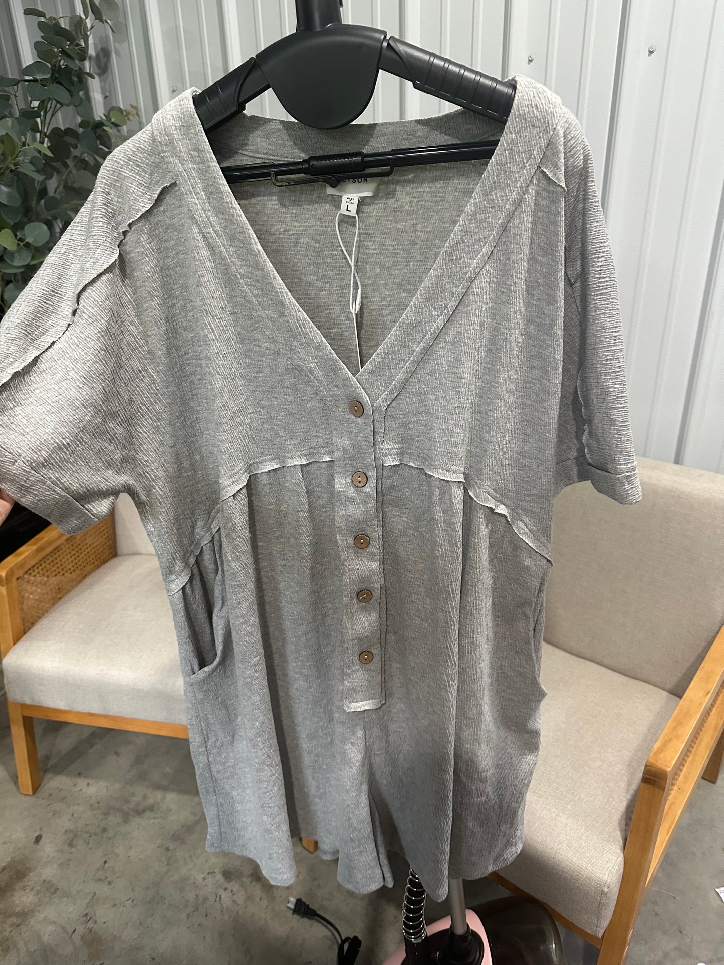 Cali Romper - Heather grey size large