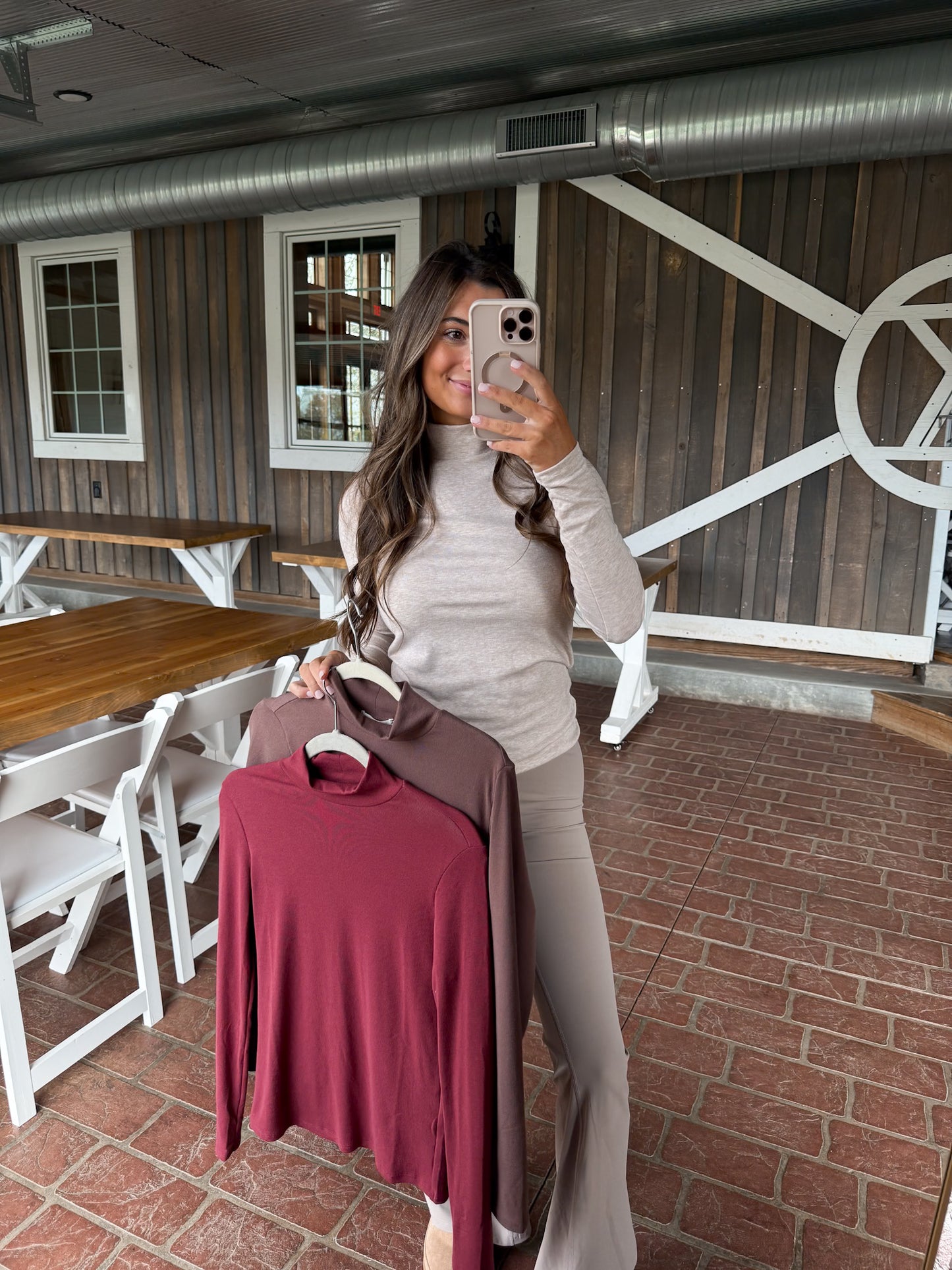 Basic Turtle Neck Top- Brown