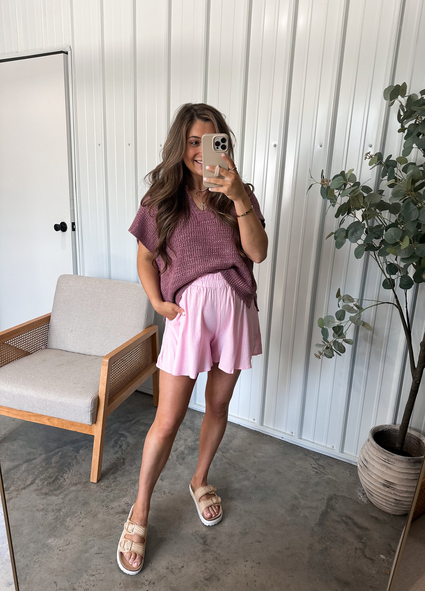 Everyday Knit Tee- Light Rose