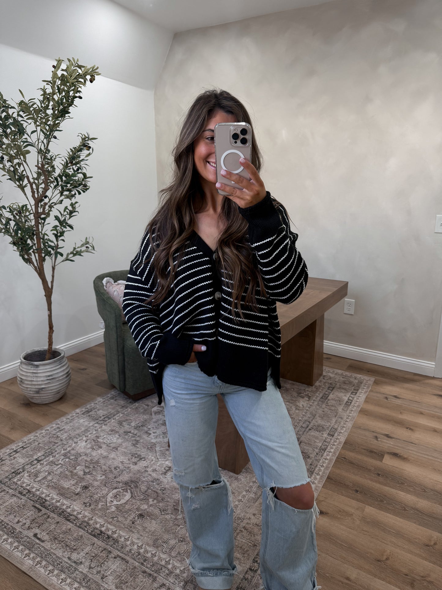 Stella Striped Knit Cardigan