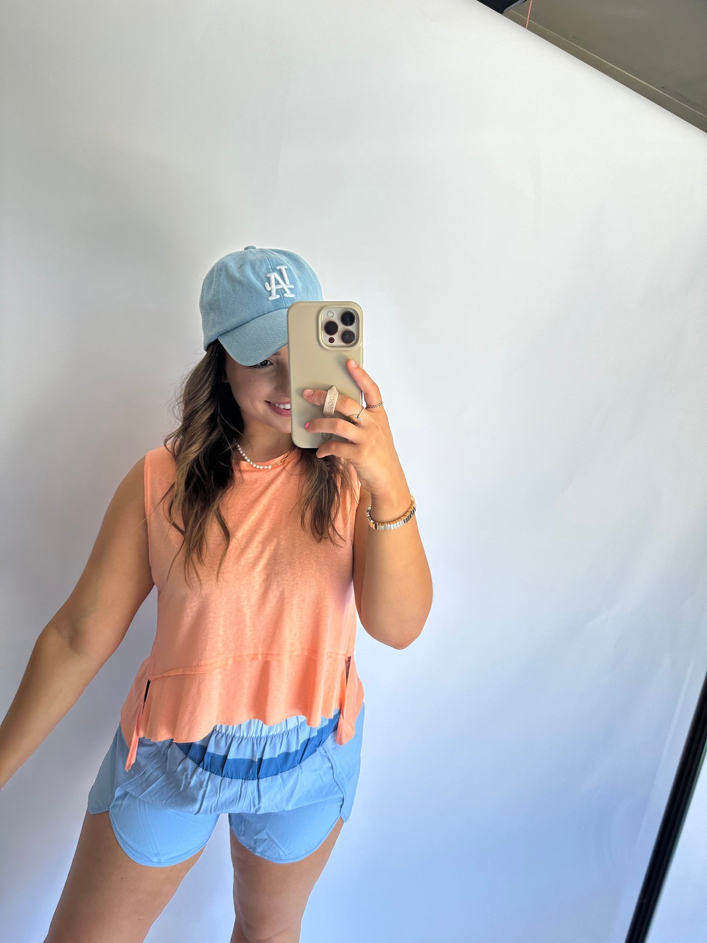 Perfect Layer Short Sleeve Tank- Peach