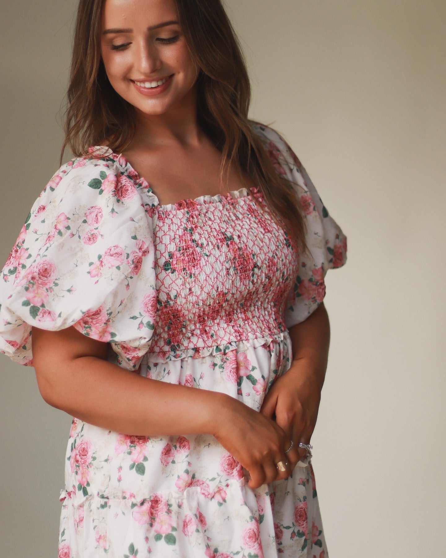 Garden Dreams Midi Dress- Pink