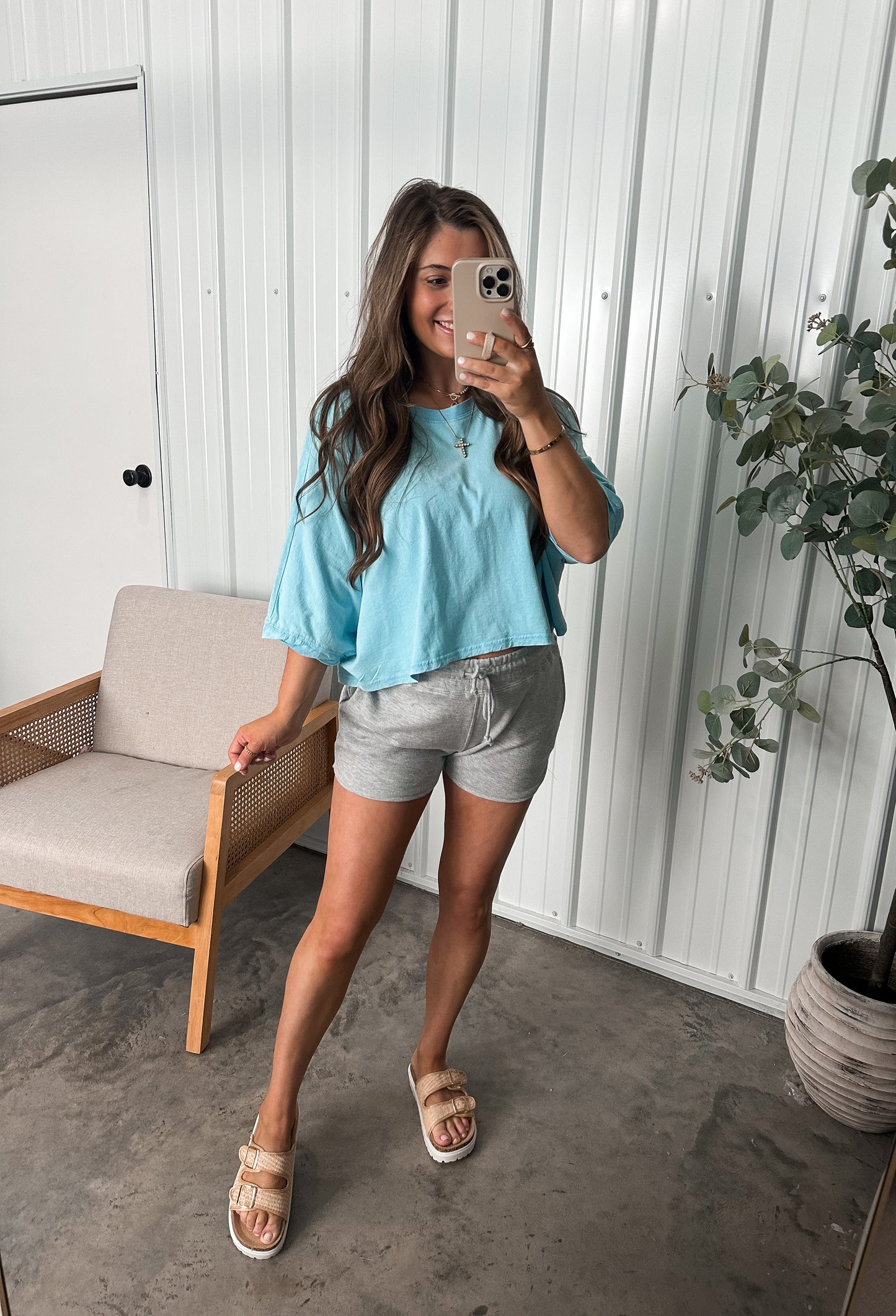 French Terry Dolphin Shorts- Heather Gray