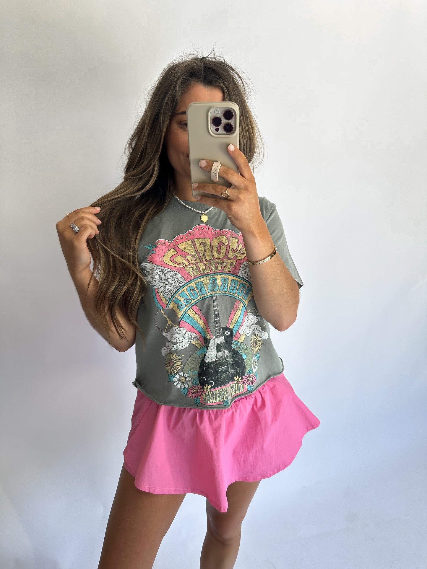 World Tour Cropped Olive Graphic Tee