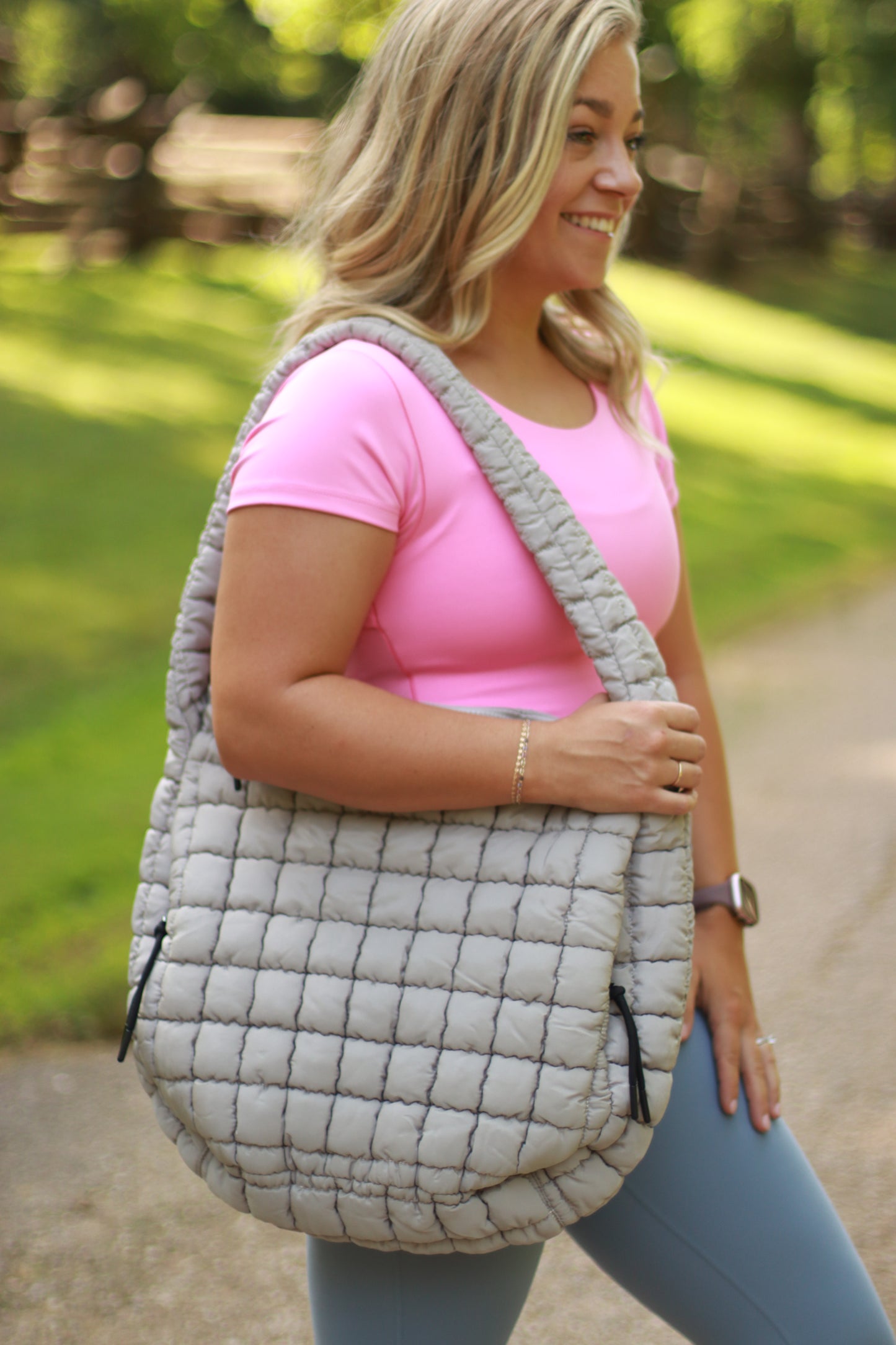 Oversized Puffer Crossbody - Bone