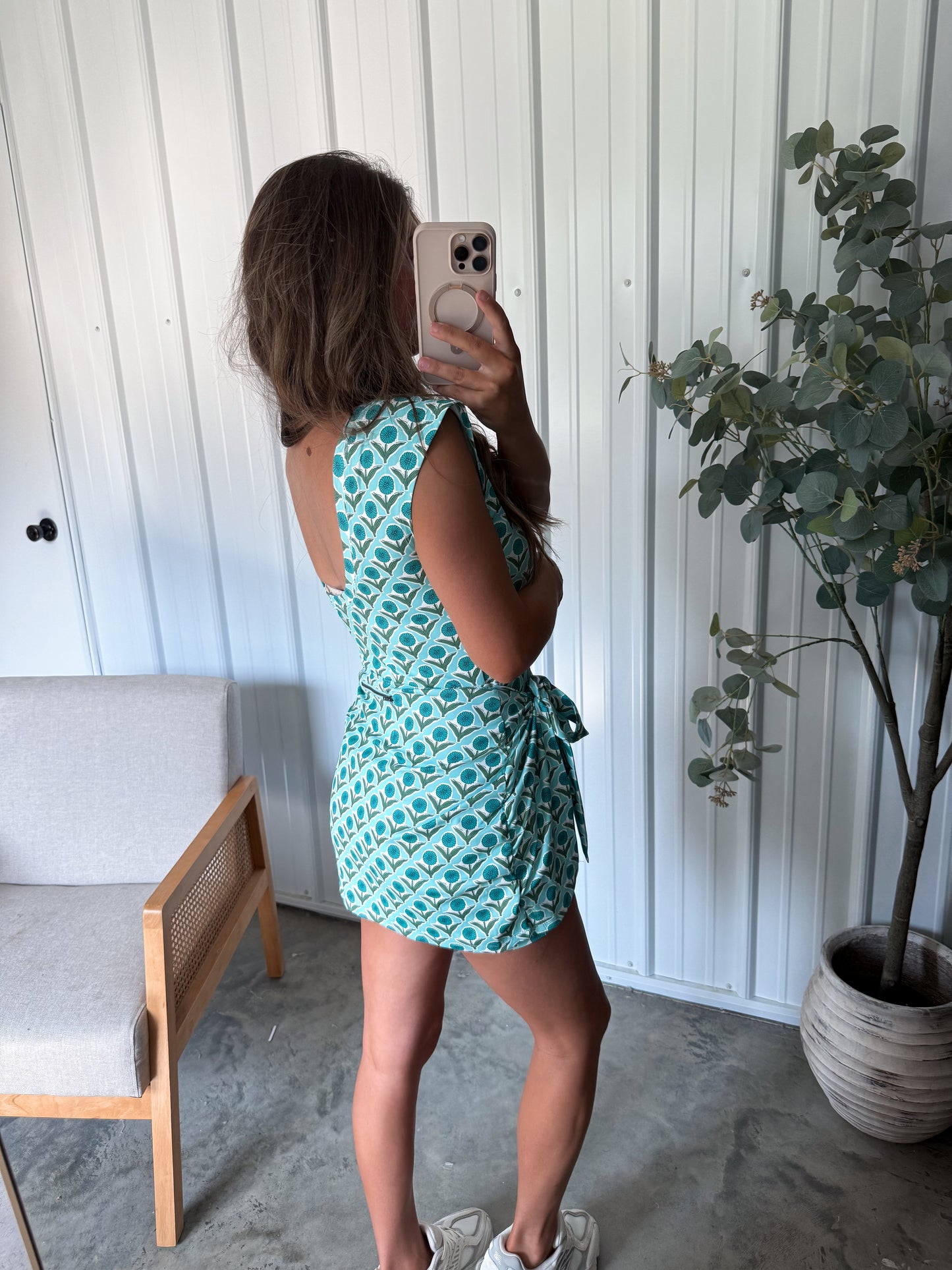 Floral Active Wrap Dress - Aqua