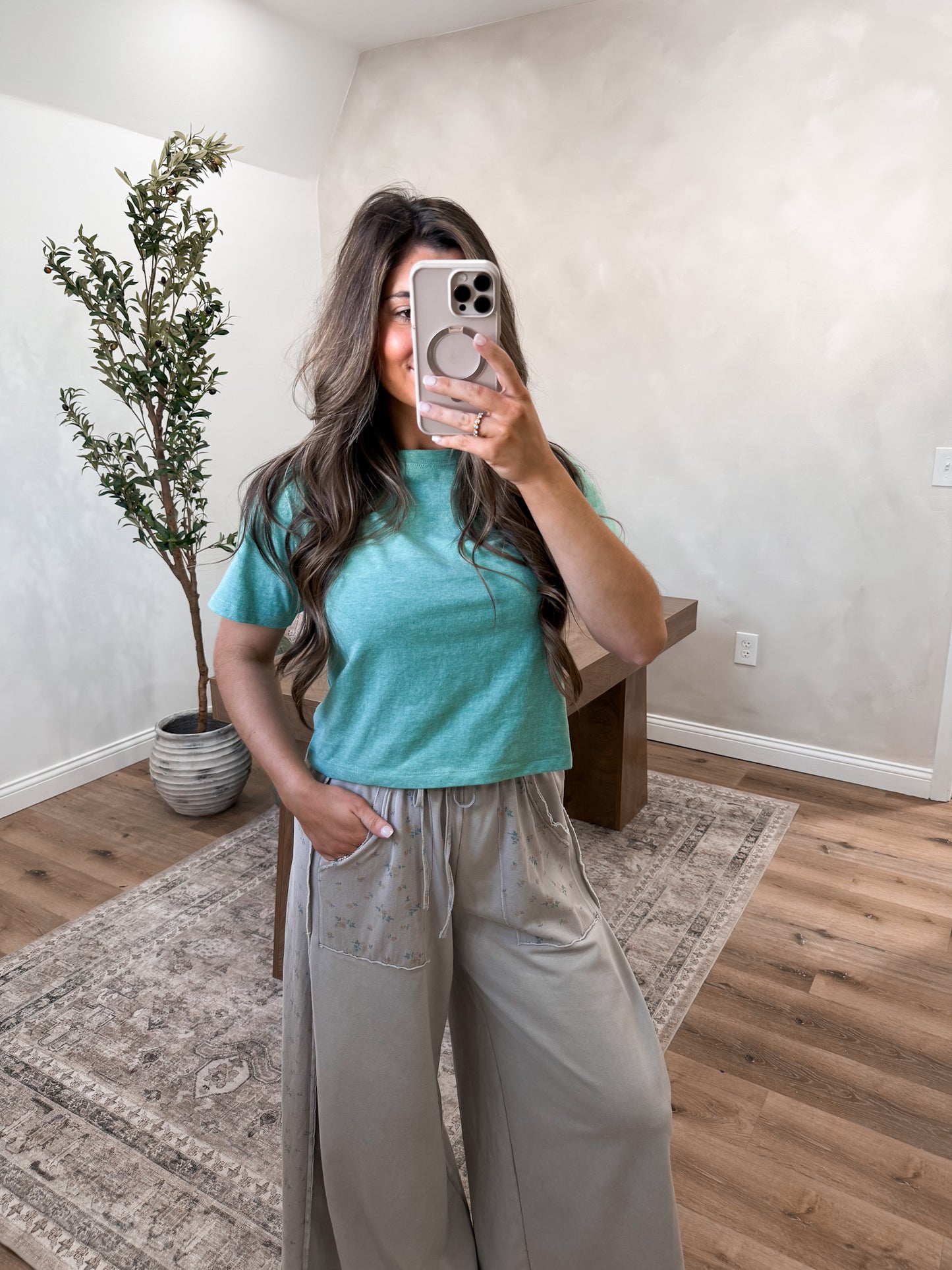 Boyfriend Cotton Crop Tee - green