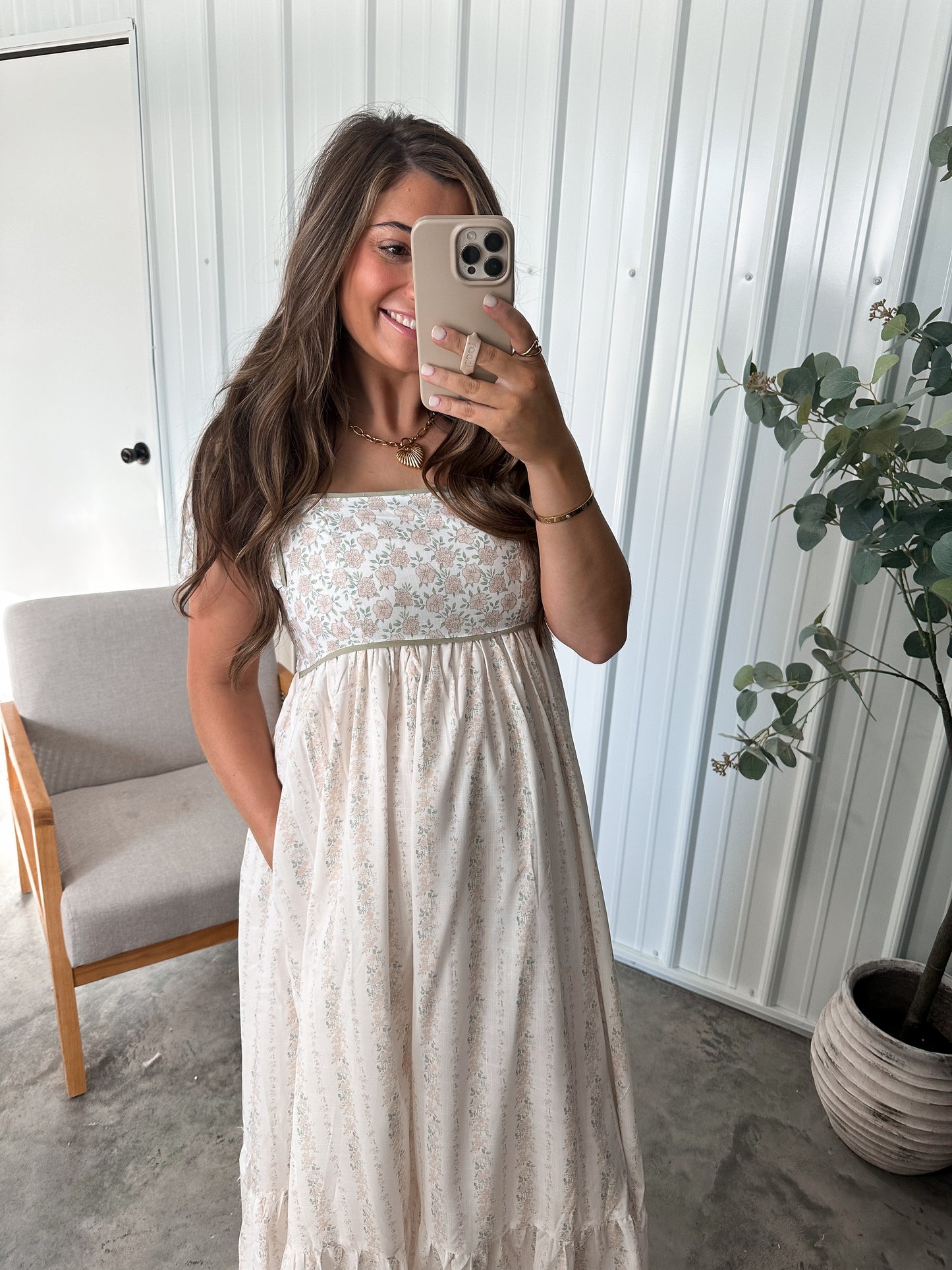 Darling Floral Maxi Dress- Pale Peach