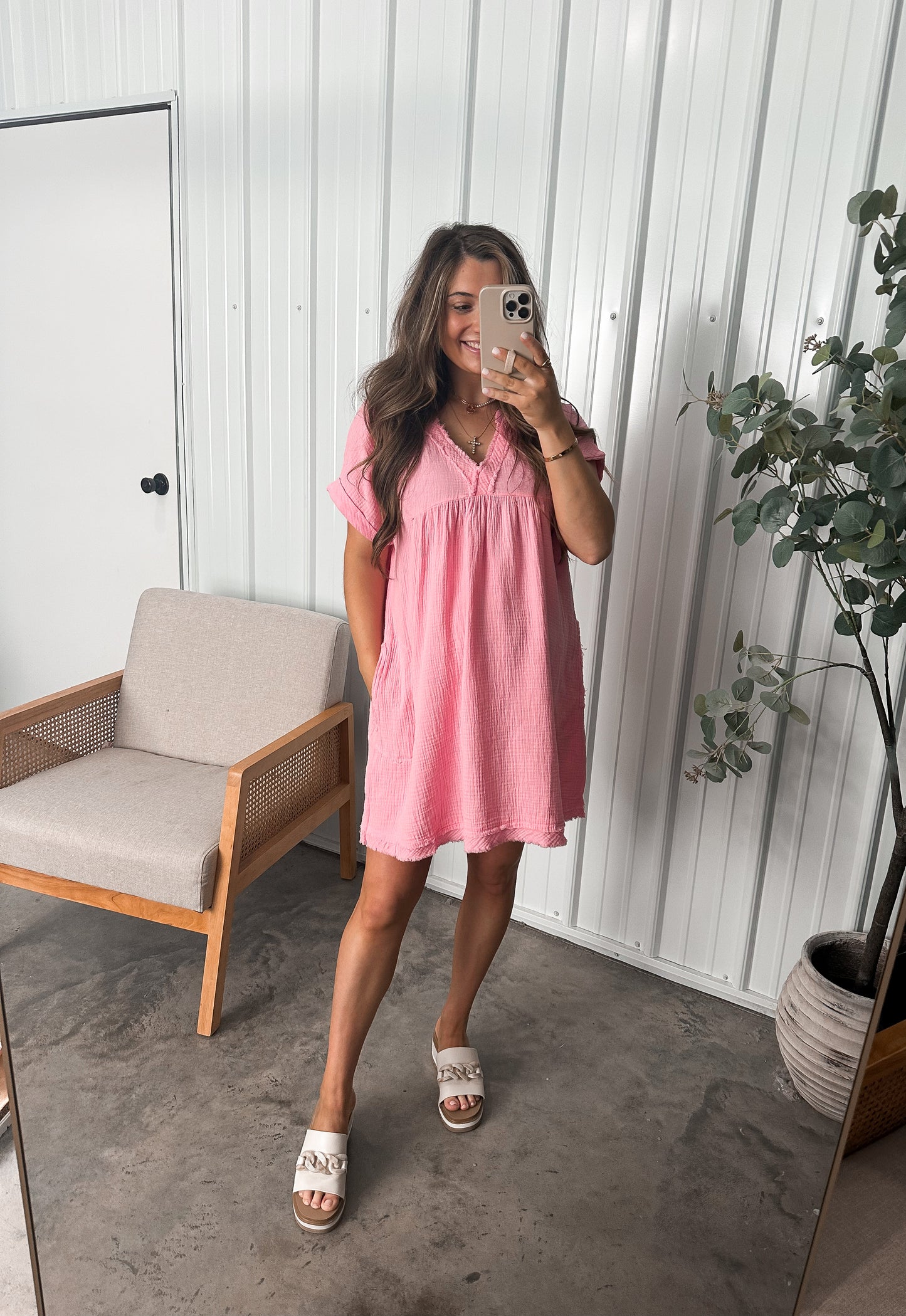 Kreely Gauze Dress- Pink