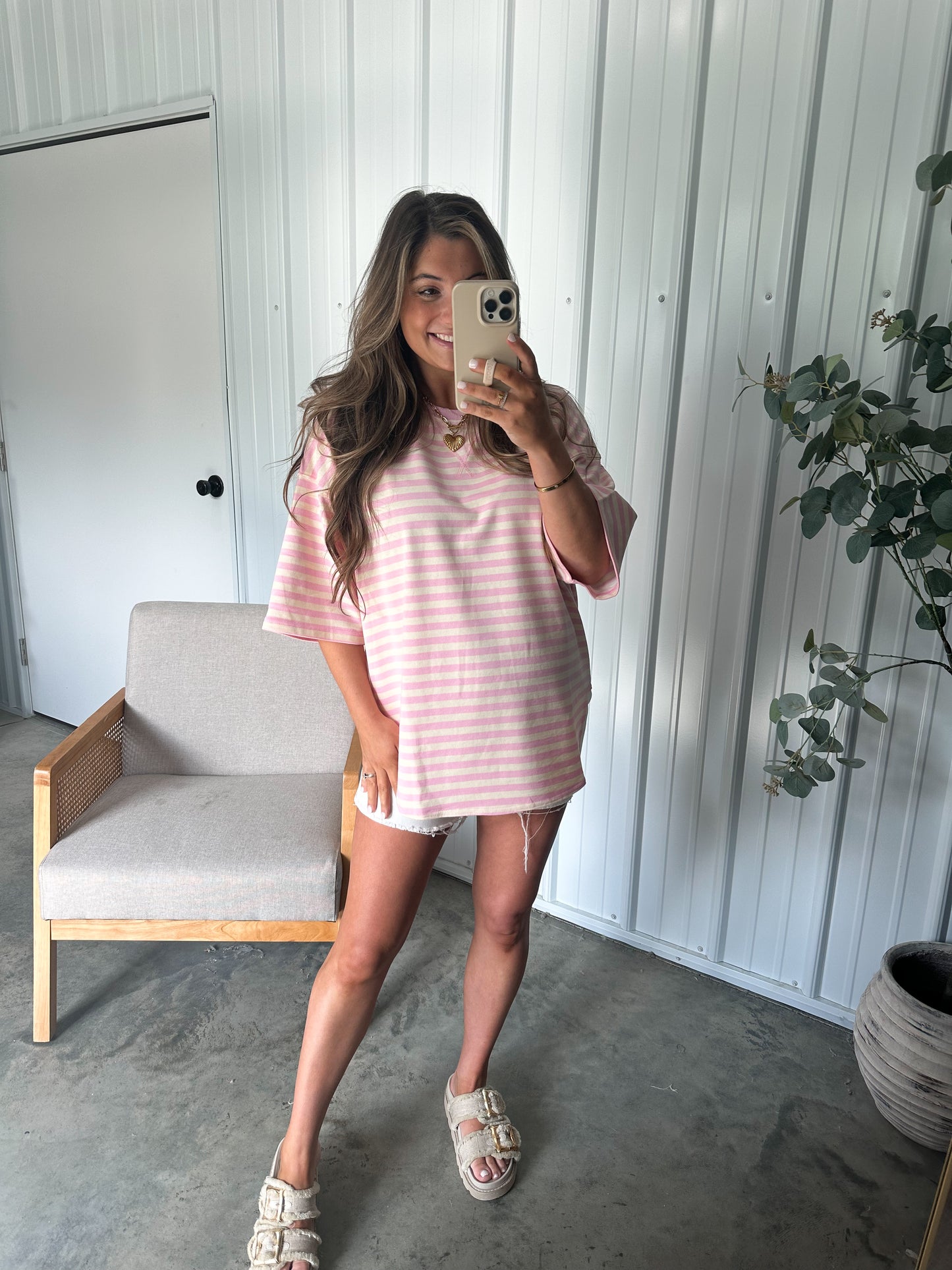 Sydnee Striped Oversized Boyfriend Tee- 2 Colors