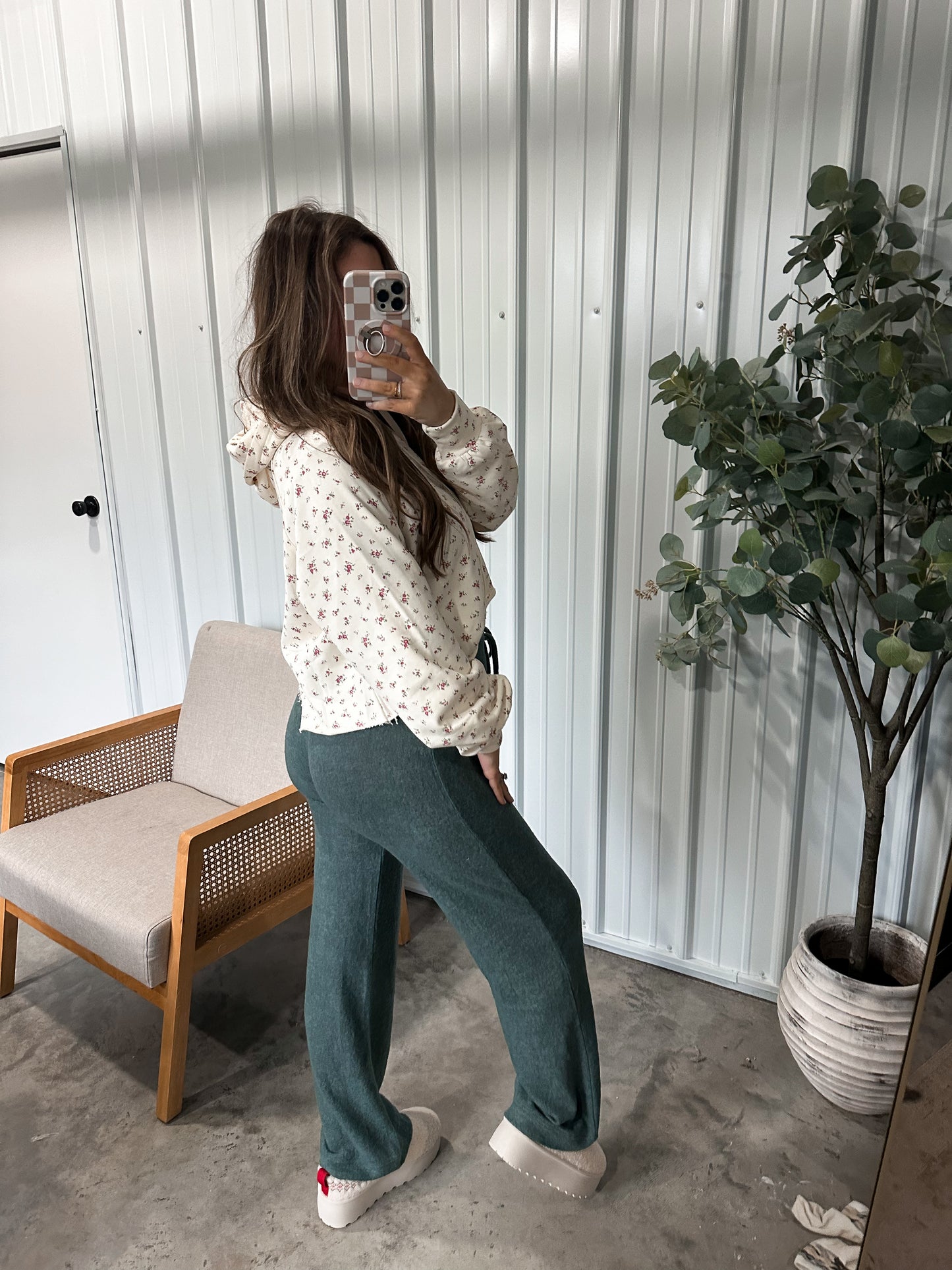 Sofie Soft Brushed Hacci Pants- Ash Jade
