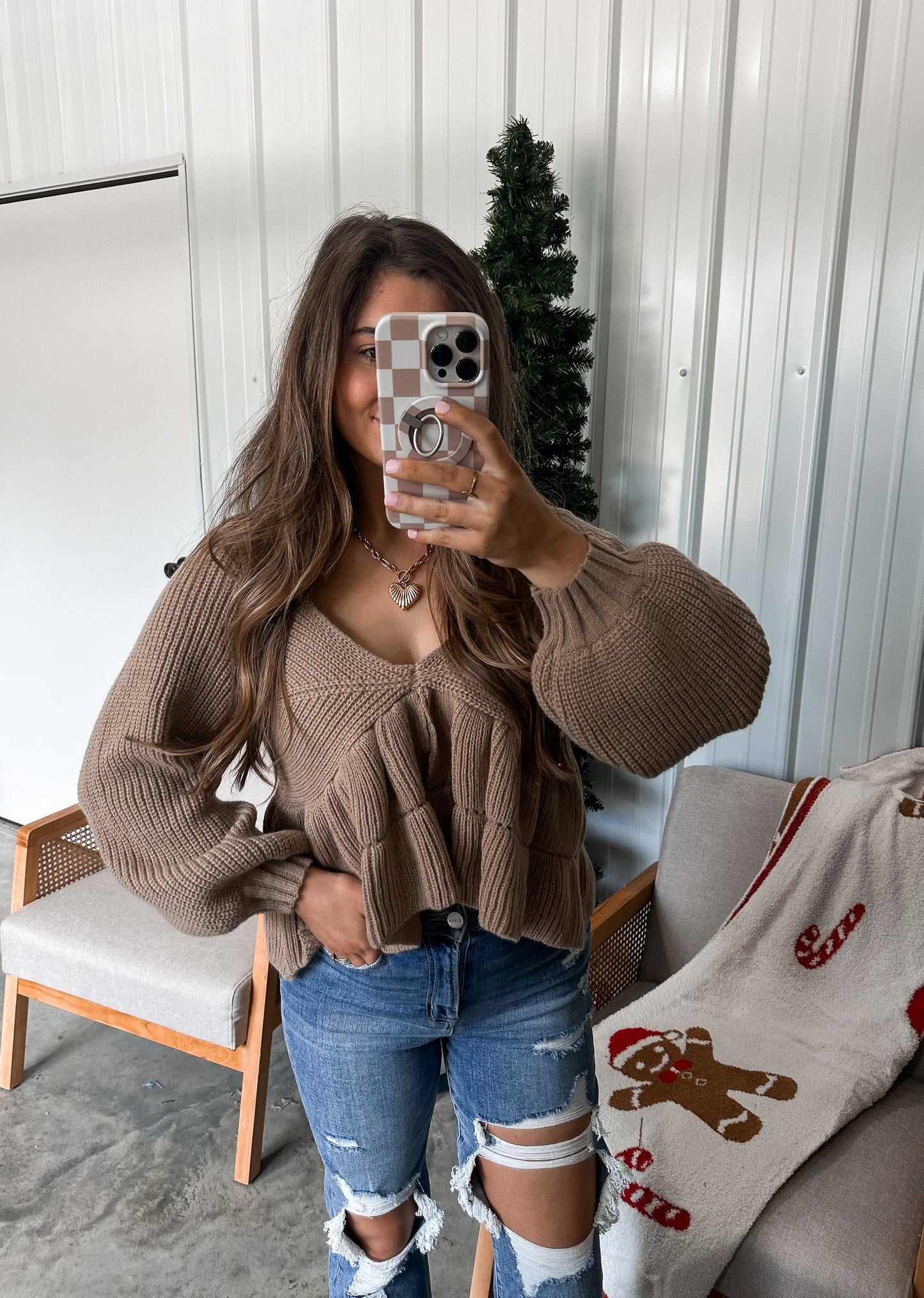 Gingerbread Knit Top