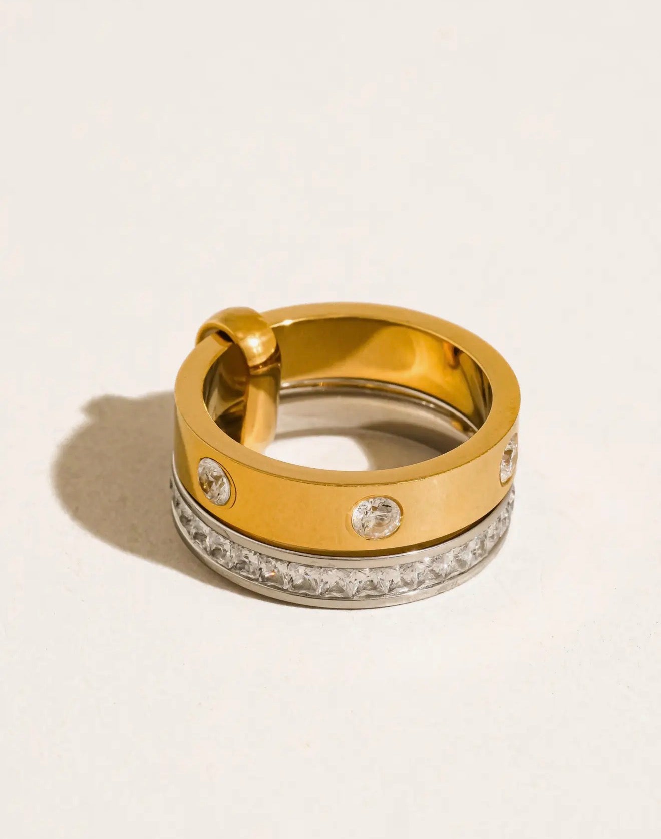 Harmony Two-Toned Crystal Band Ring - waterproof *restock*