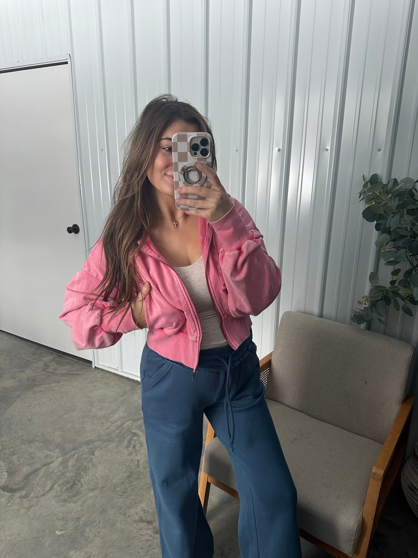 Grayson Mineral Wash Hoodie- Coral Pink