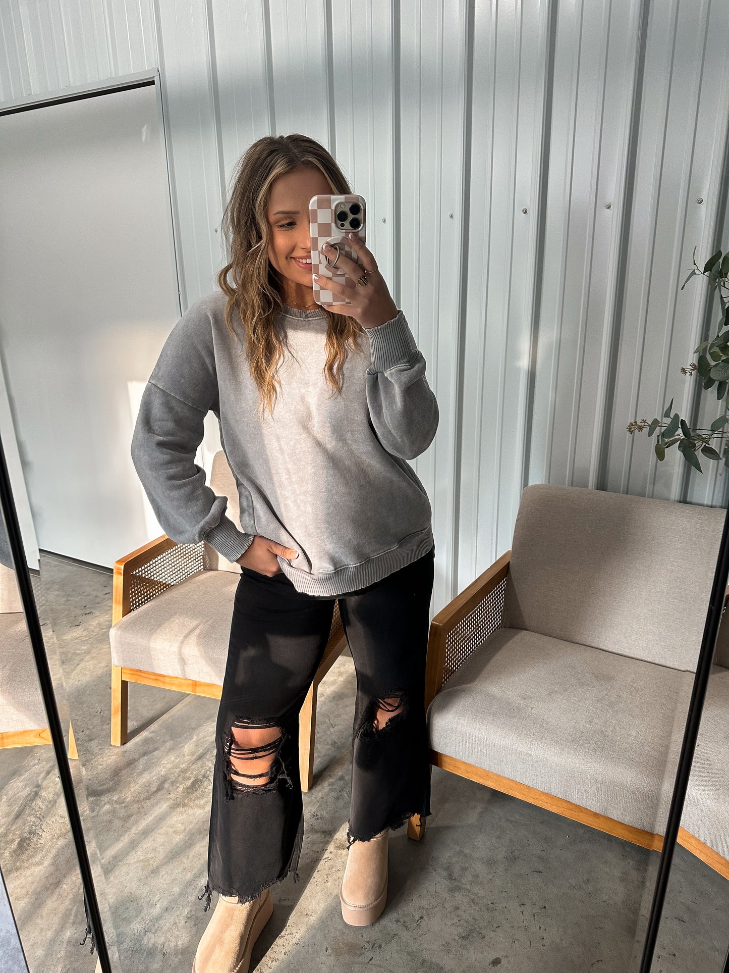 Lexie High Low Pullover with Pockets - Sleet