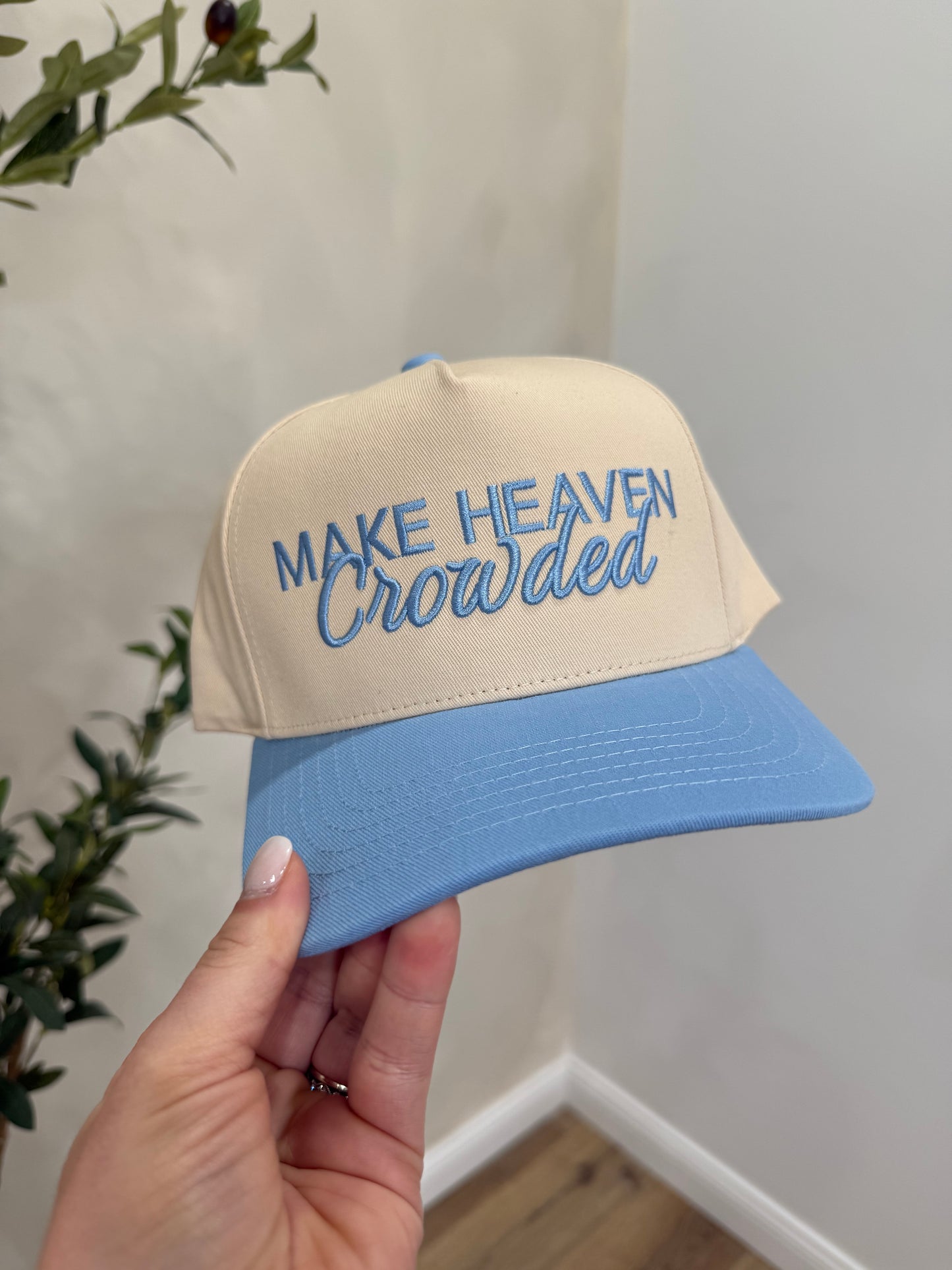 Make Heaven Crowded Trucker Hat - sky blue