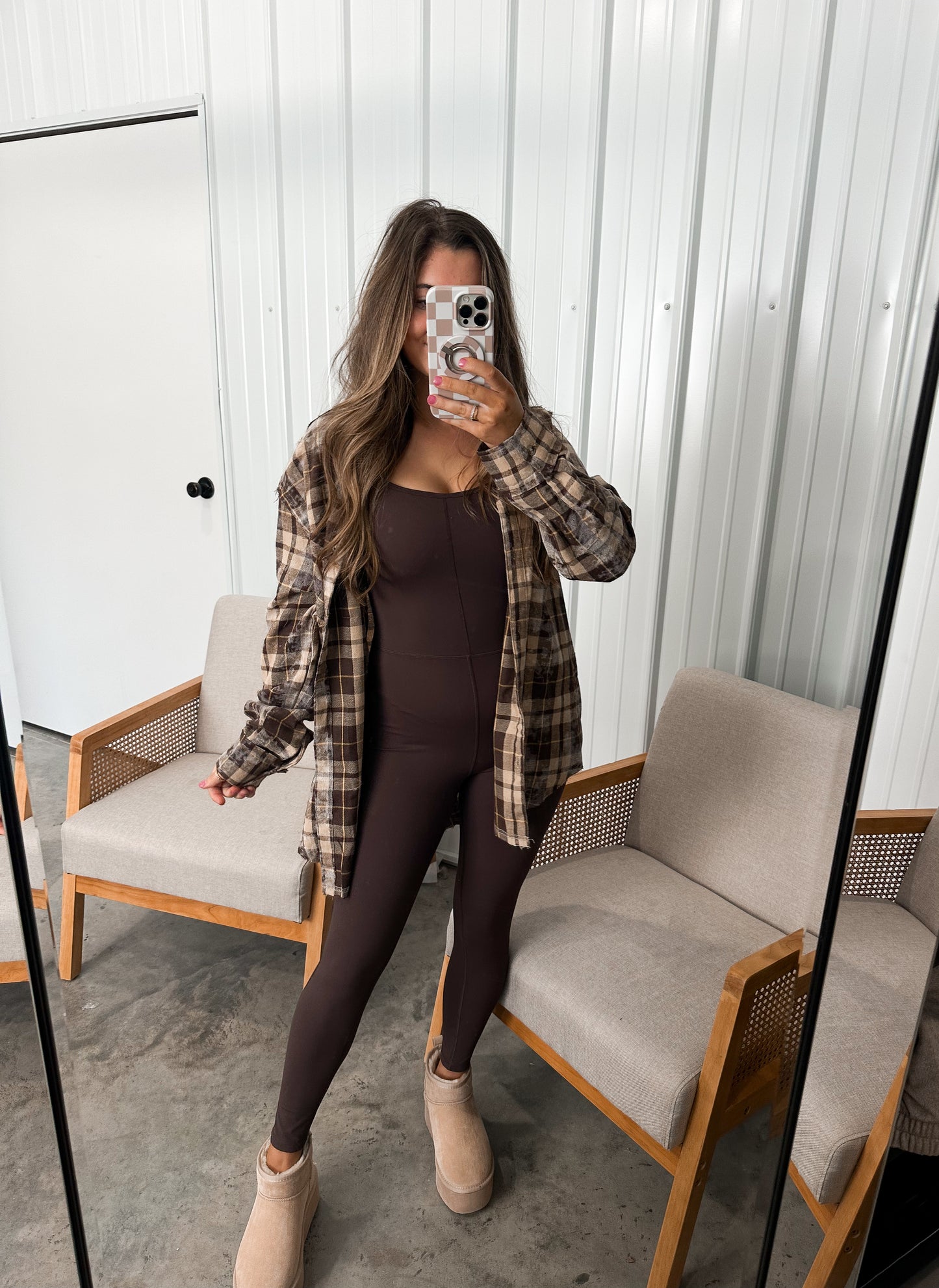 Butter Pecan Plaid Button Down flannel