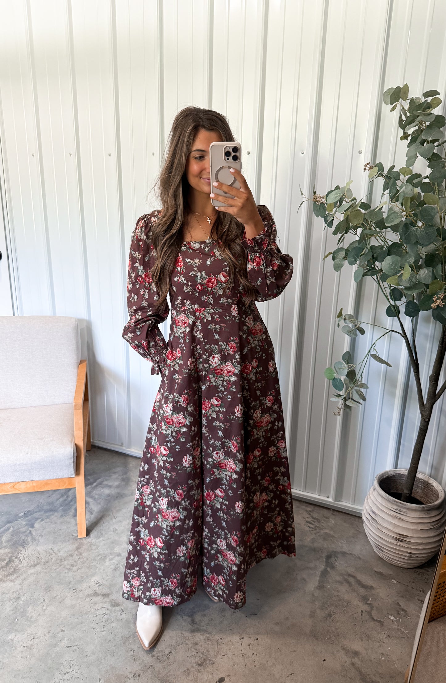 Romance Mocha Floral Maxi Dress