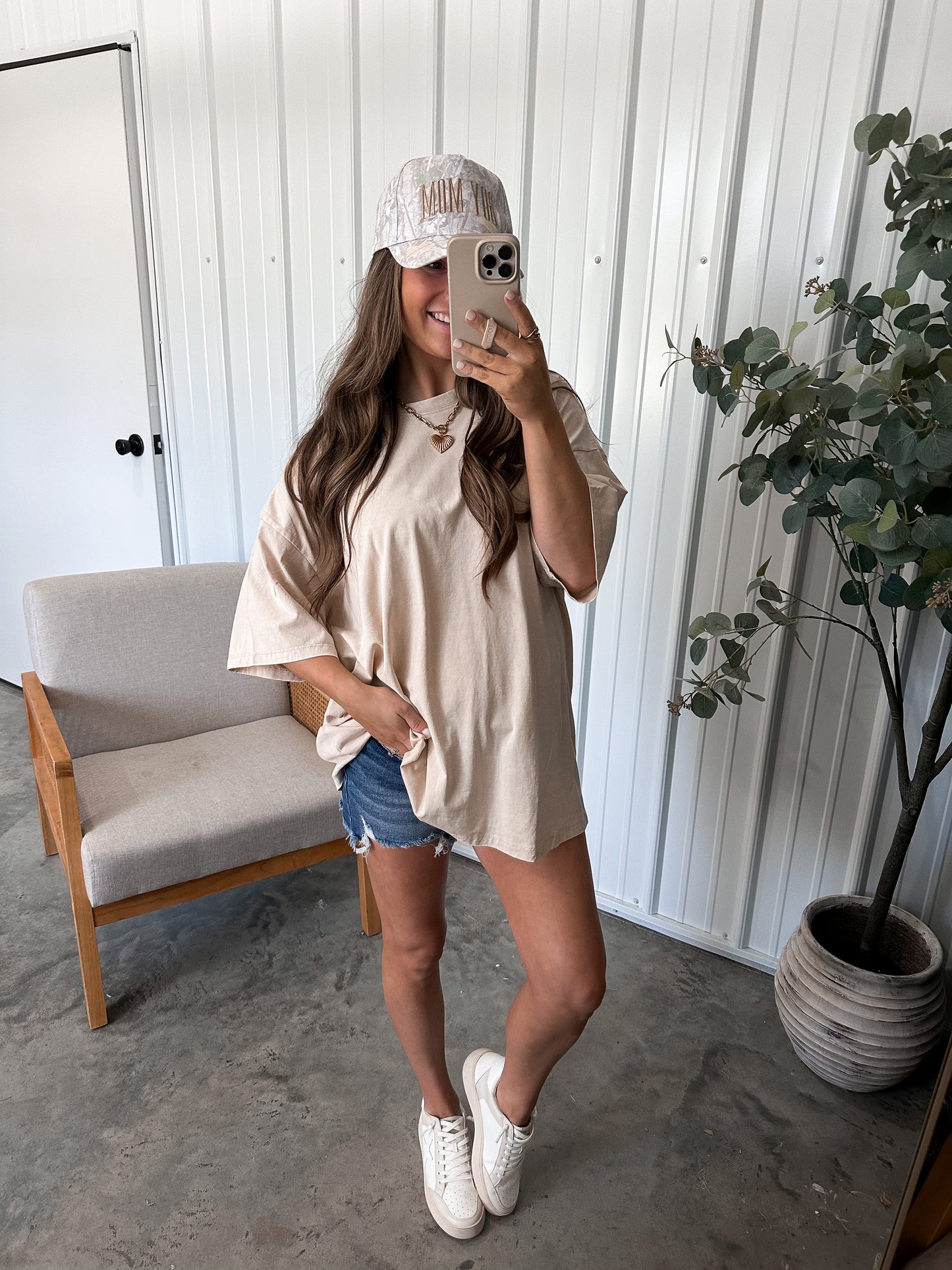 Pastel Boyfriend Tee- Sand Beige