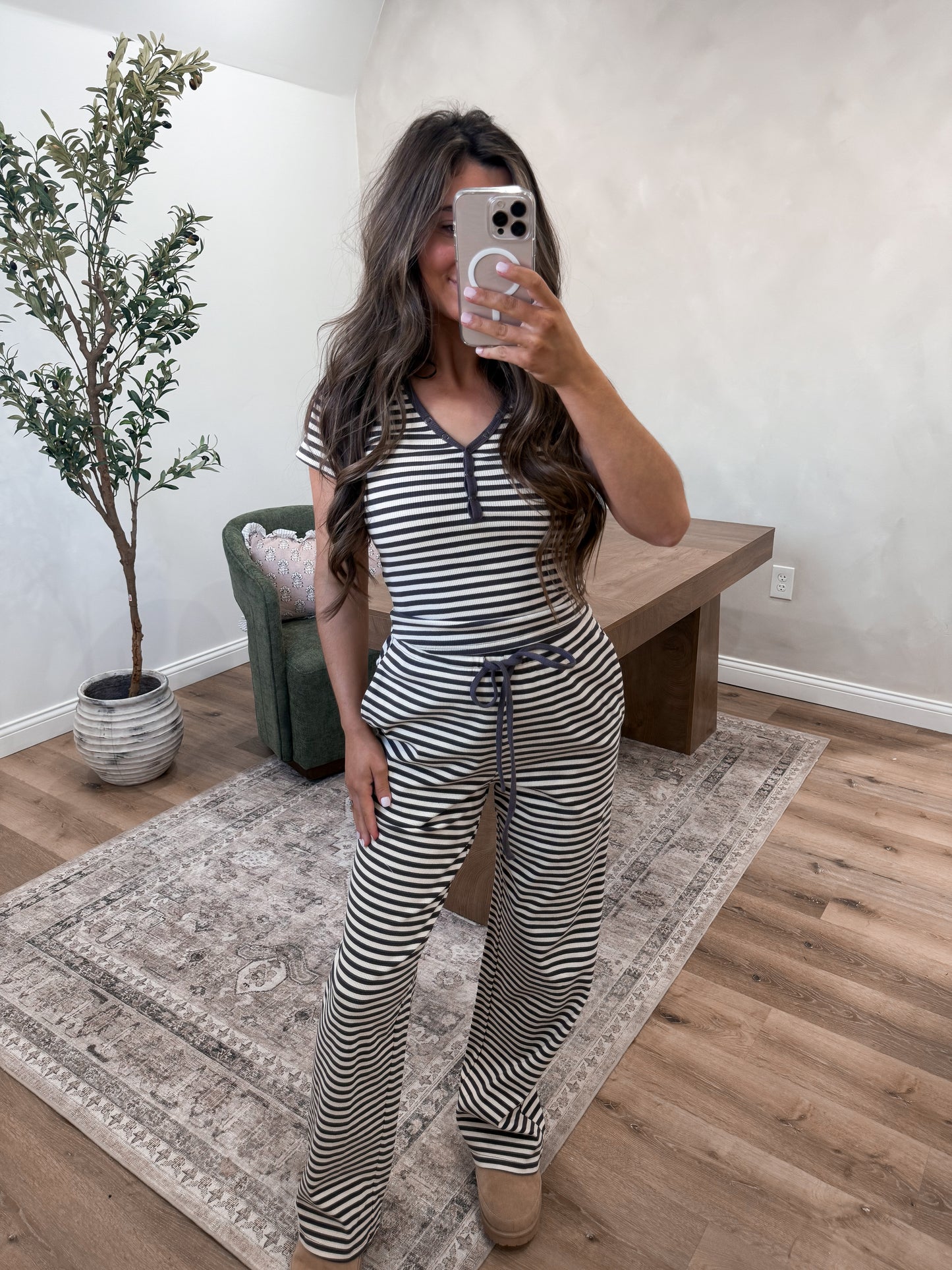 Modern Comfort Set- Charcoal Stripe