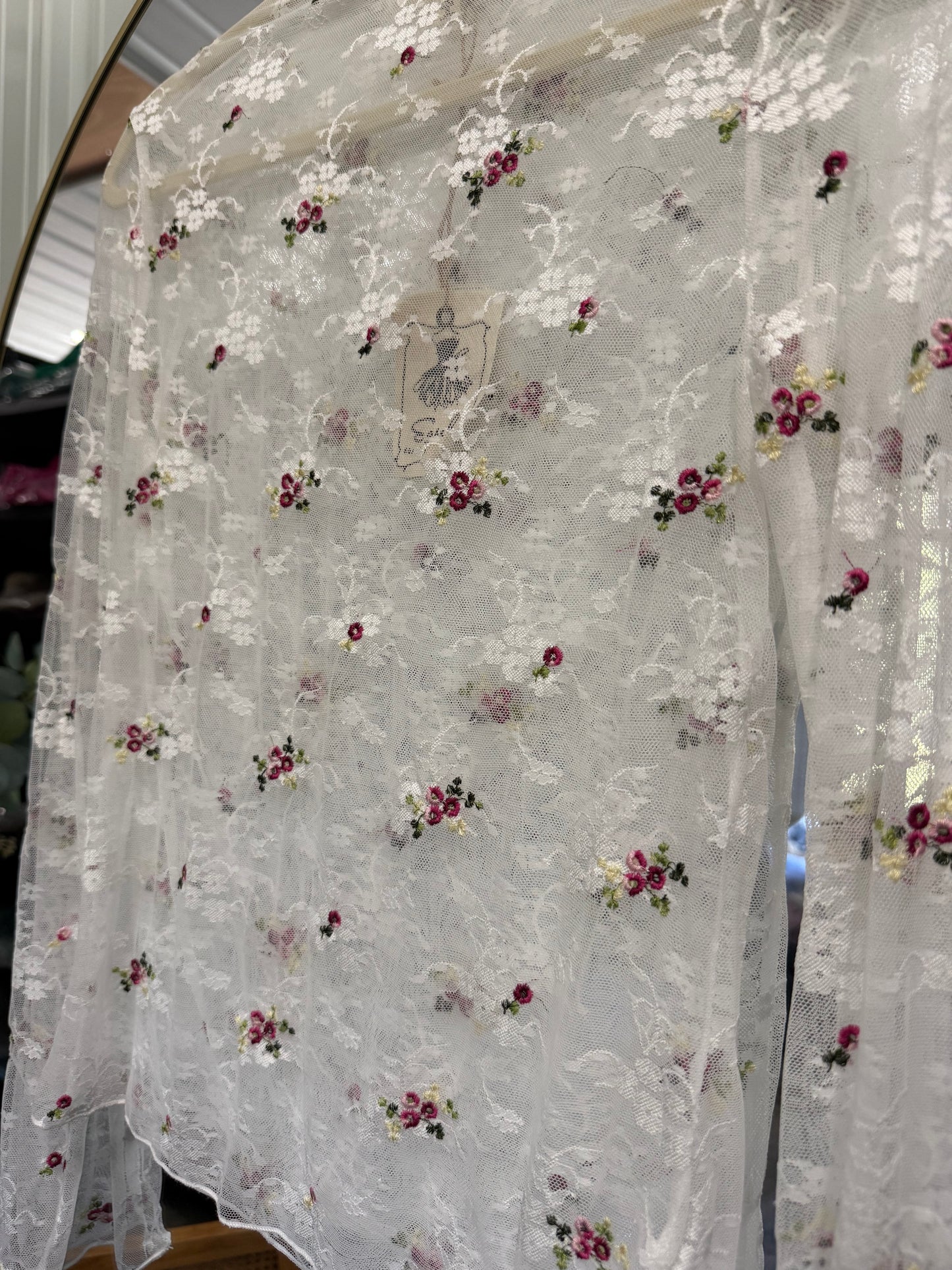 Fall Floral Lace Layering Top- White/Plum