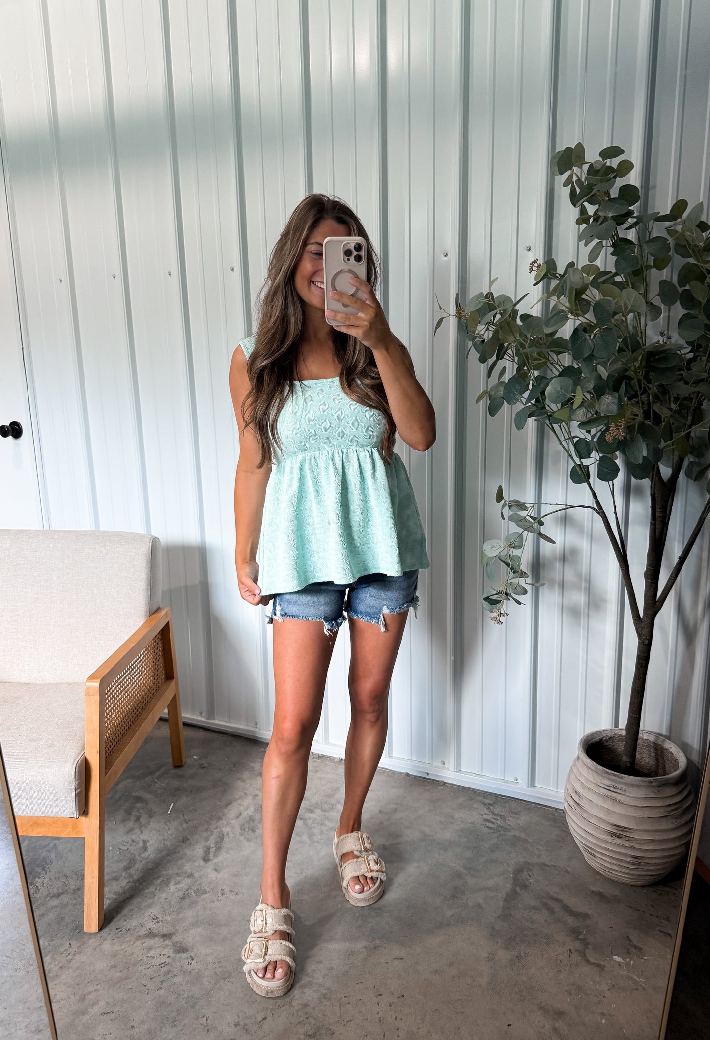 Trinity Textured Peplum Tanks- 2 colors